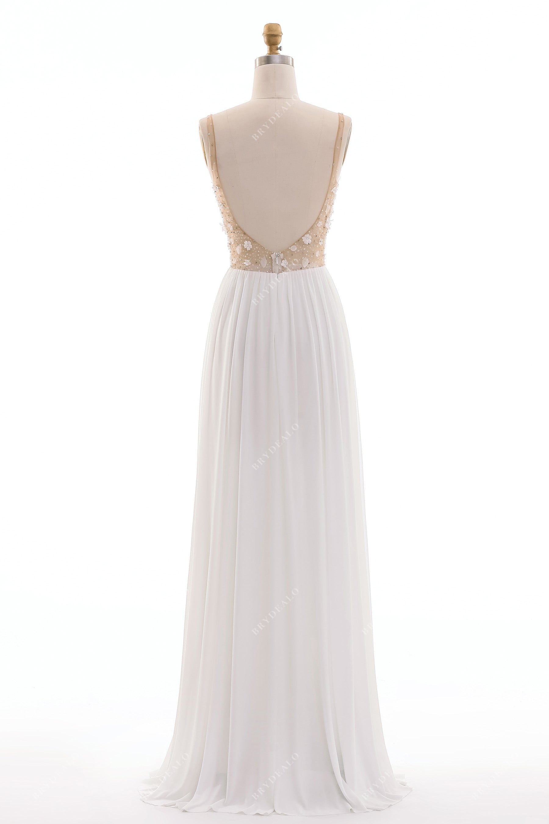 open back A-line chiffon bridal dress