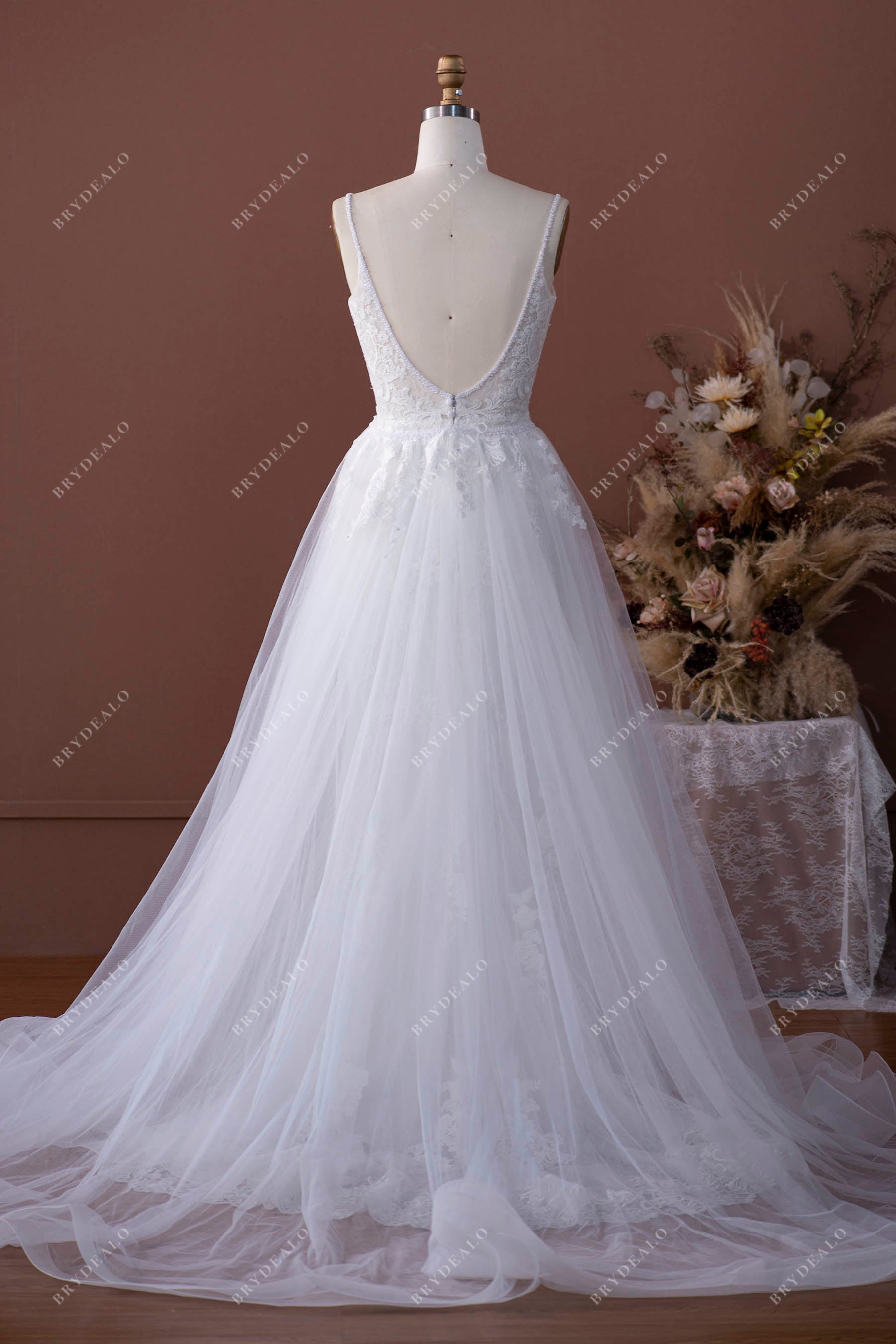 open back ball gown overskirt wedding dress