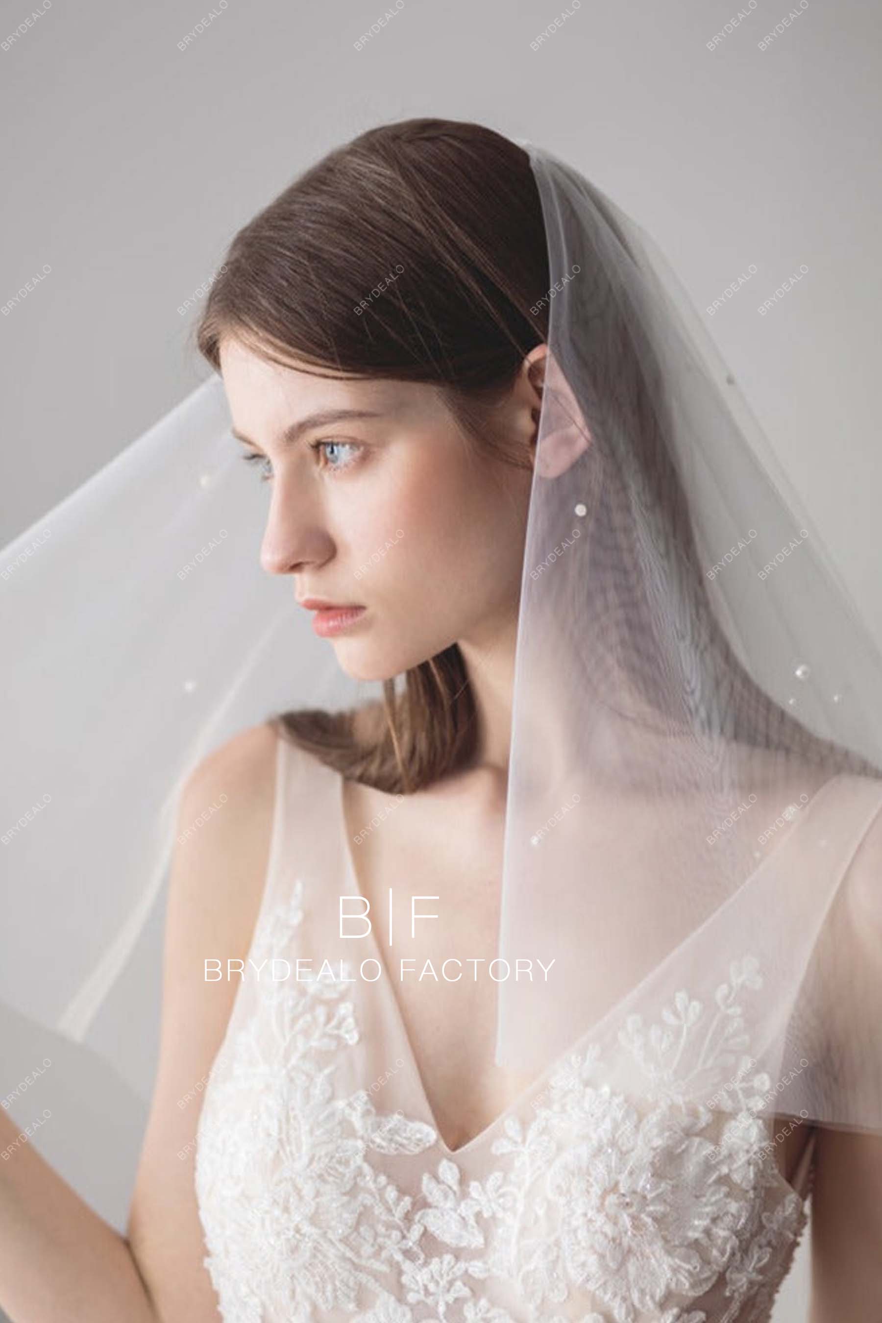 Pearls Elbow Length Wedding Veil