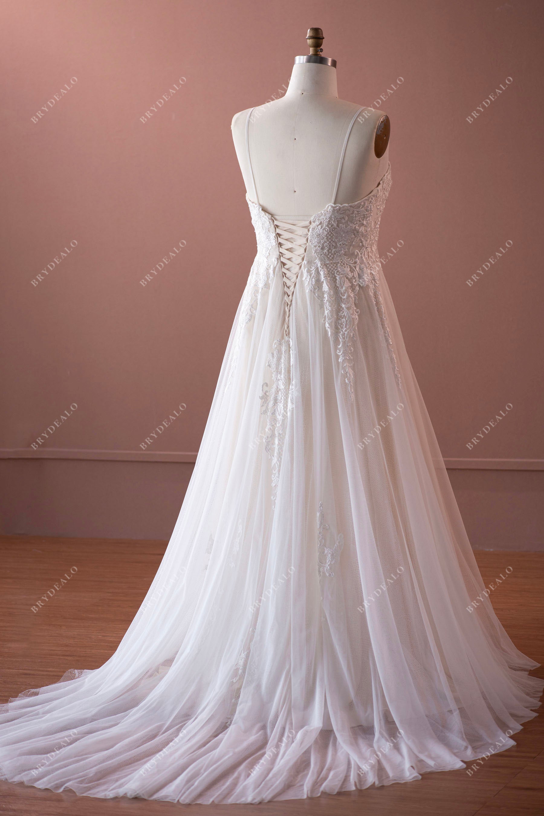 Plus Size Beaded A-line Soft Long Wedding Gown