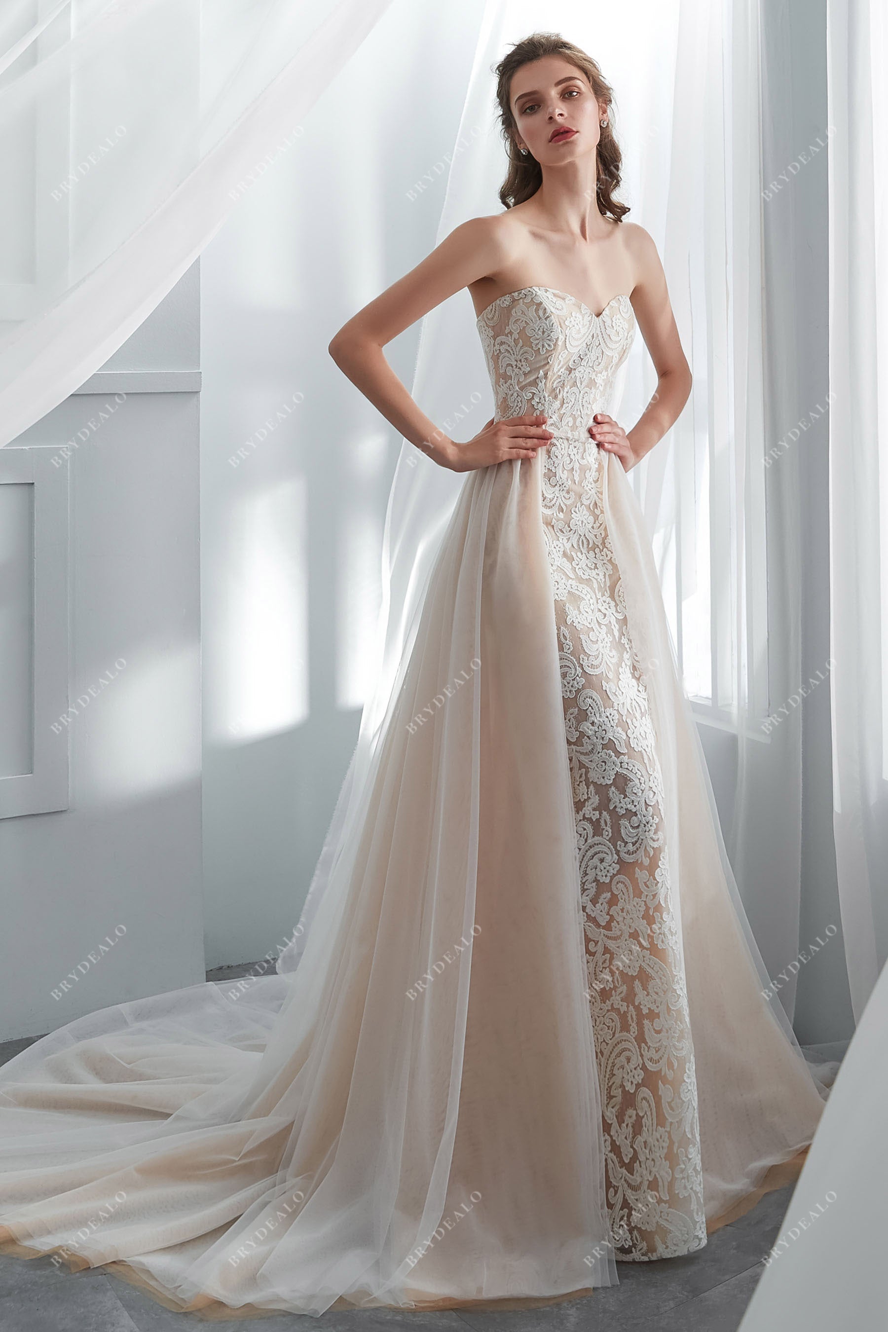 Sample Sale | Designer Lace Overskirt Mermaid Wedding Gown