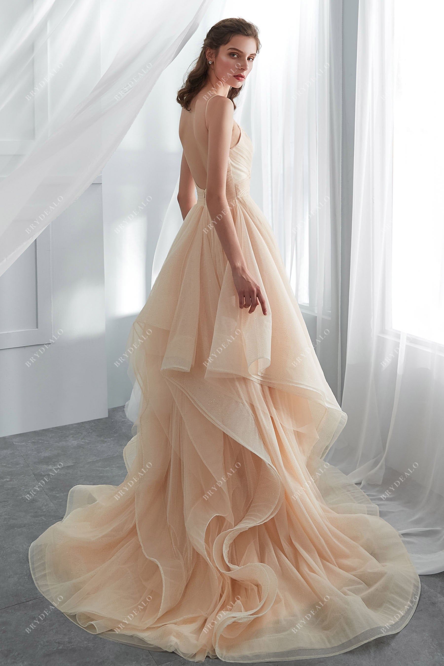 Sample Sale | Shimmer Champagne Tulle Layered Wedding Ballgown