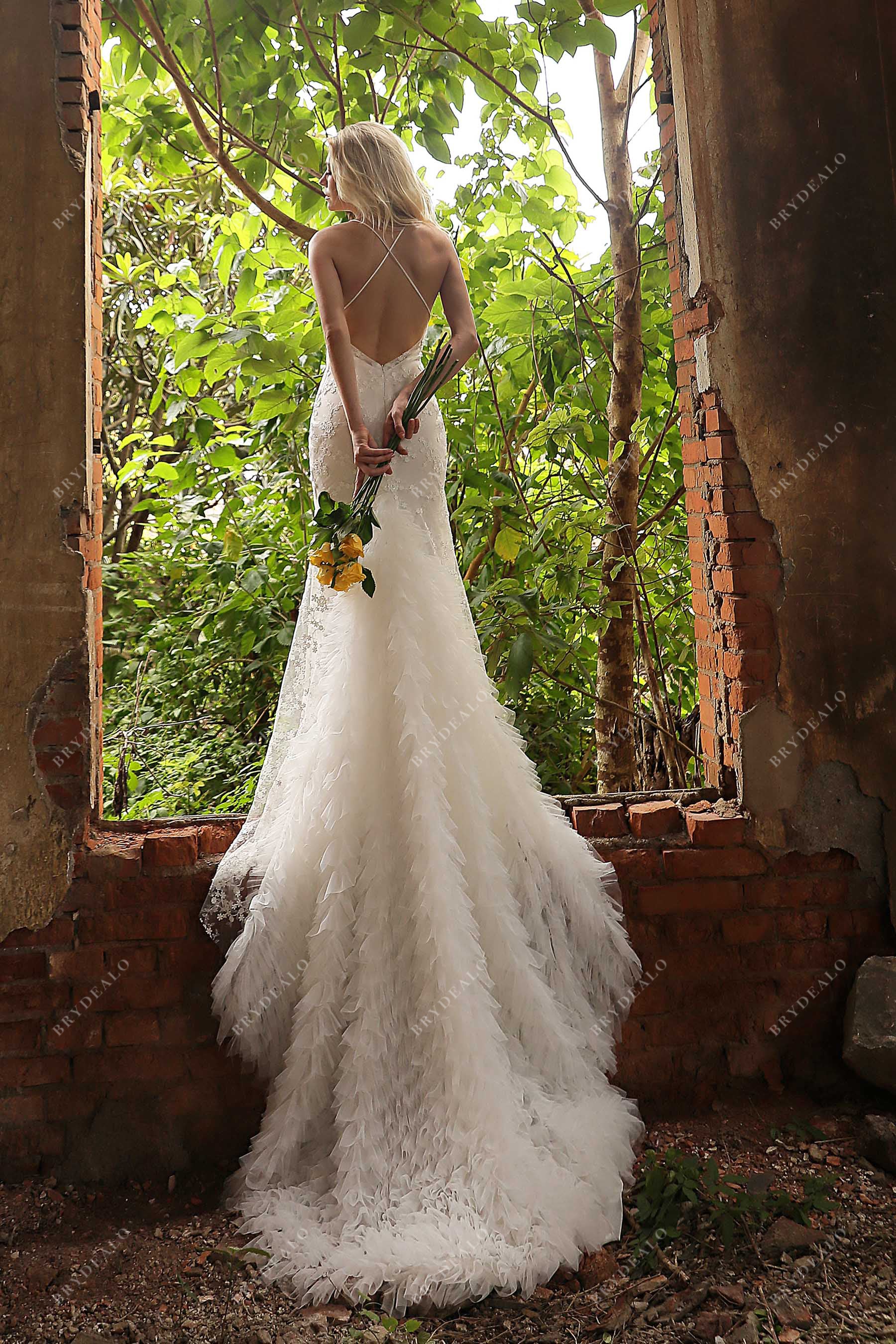 Sample Sale Wholesale Lace Ruffled Tulle Wedding Dress