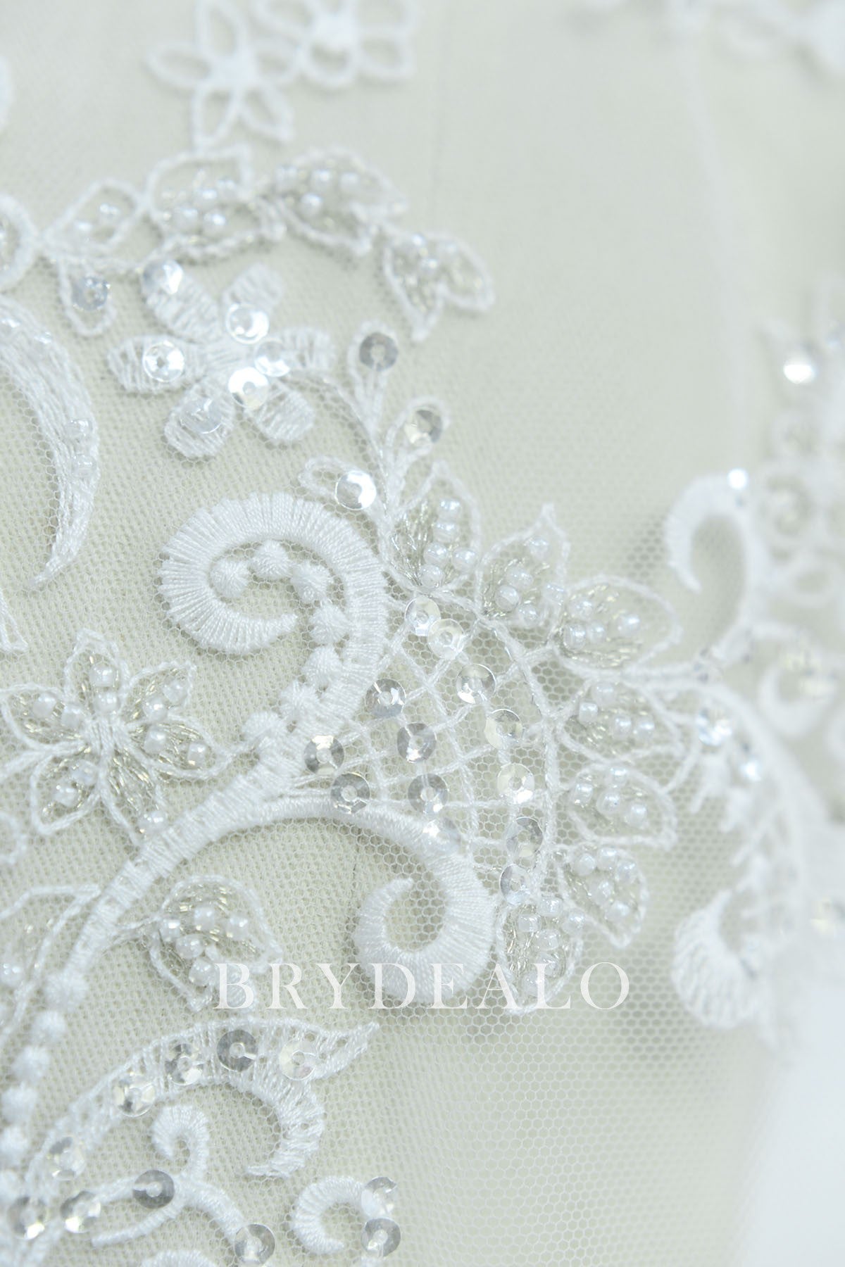 Beaded Unrestrained Embroidered Lace Fabric_Brydealo