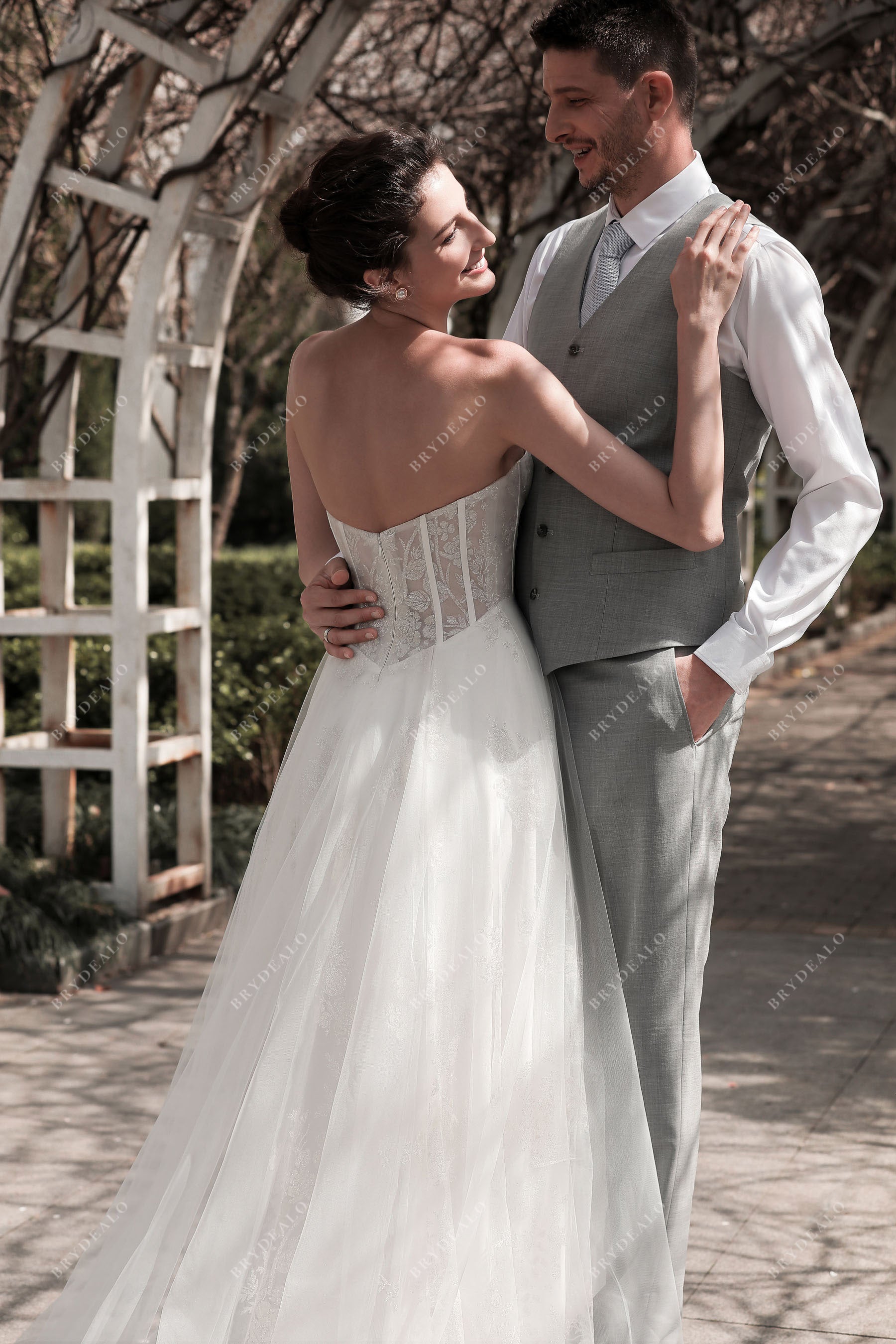 exposed lace corset bridal gown