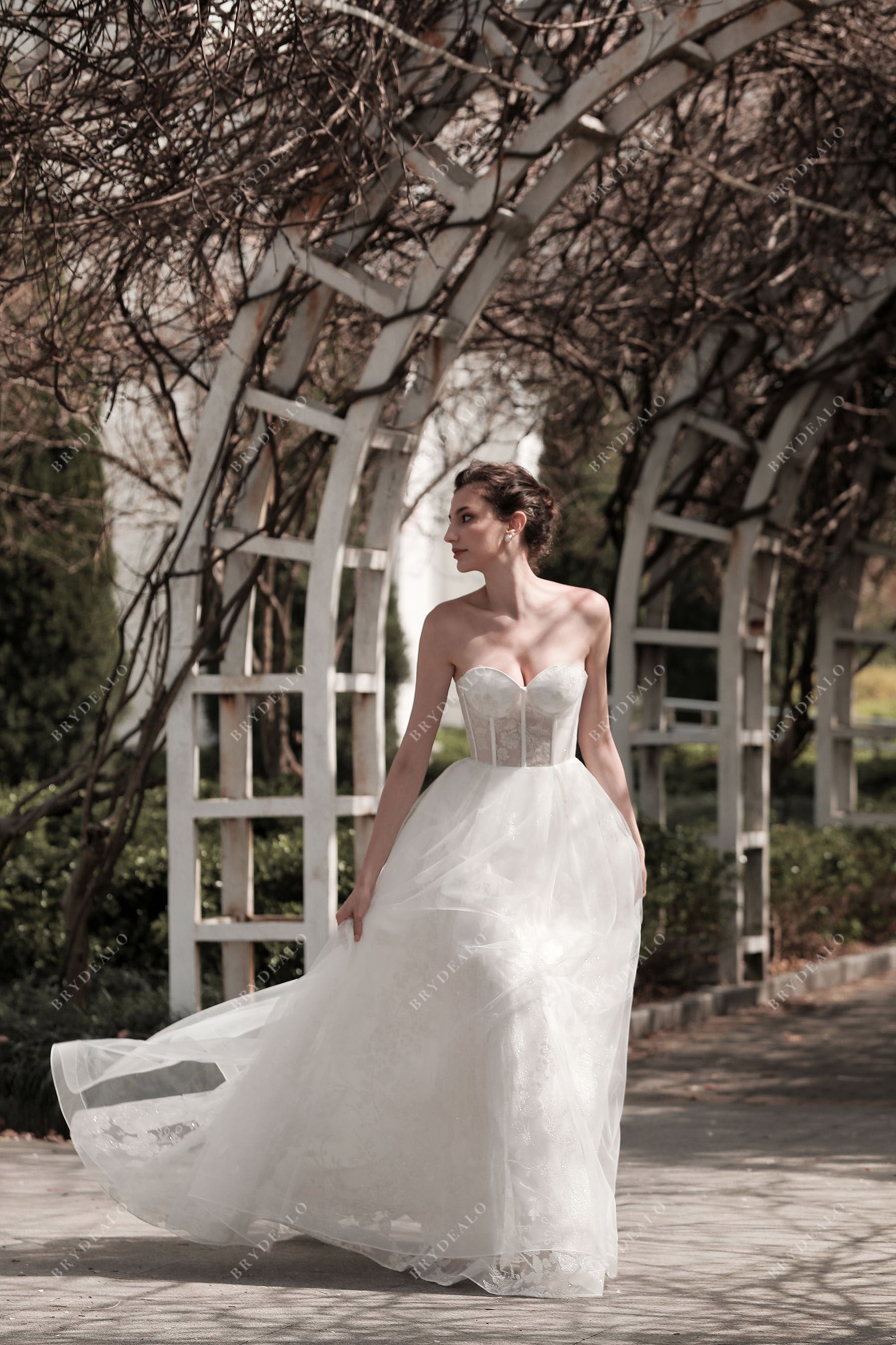 strapless sweetheart corset lace bridal gown