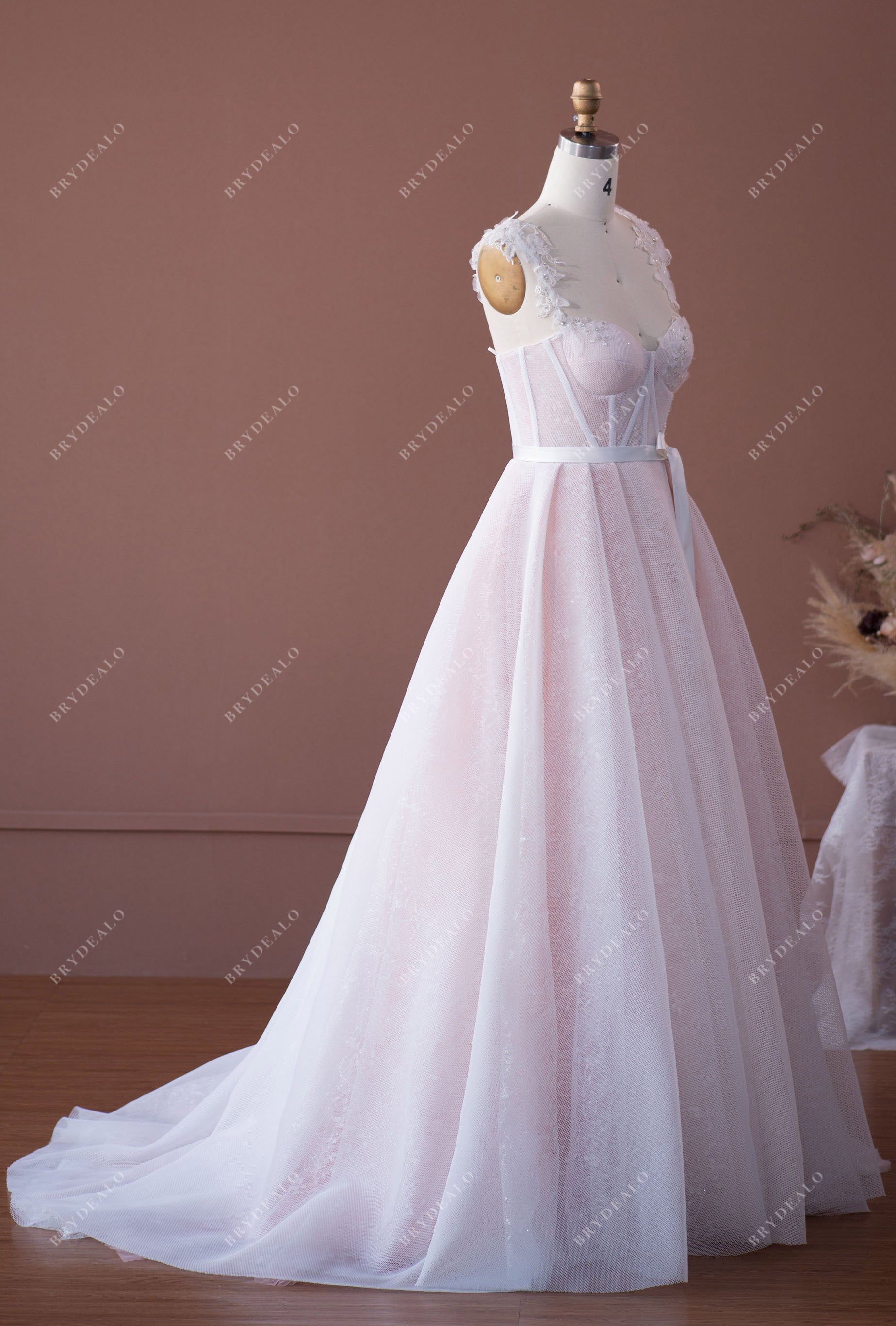 Wholesale Sweetheart Neck Pinkish Corset Wedding Dress