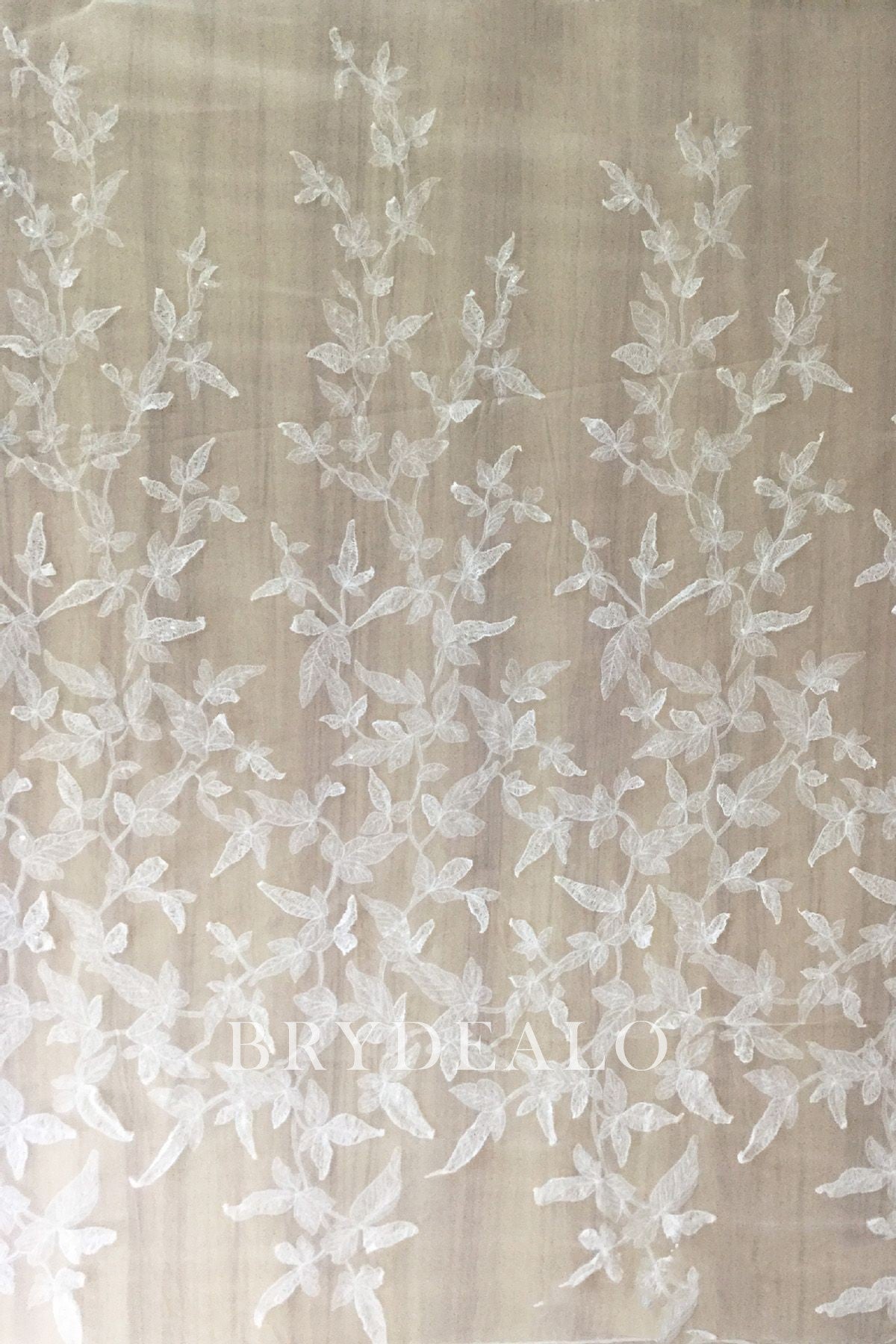Shimmery Embossed Leaf  Lace Fabric
