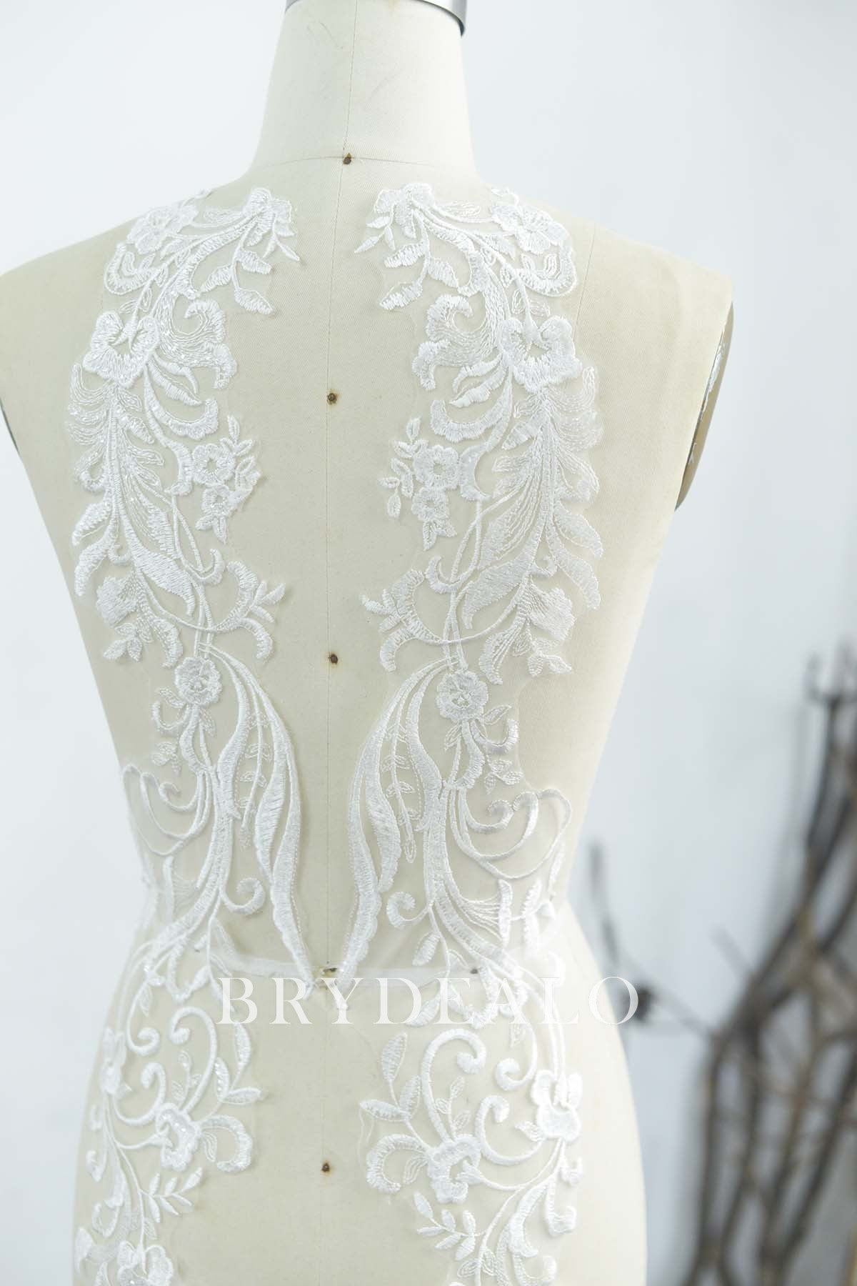 Shimmery Flower Embroidery Bridal Lace Appliques