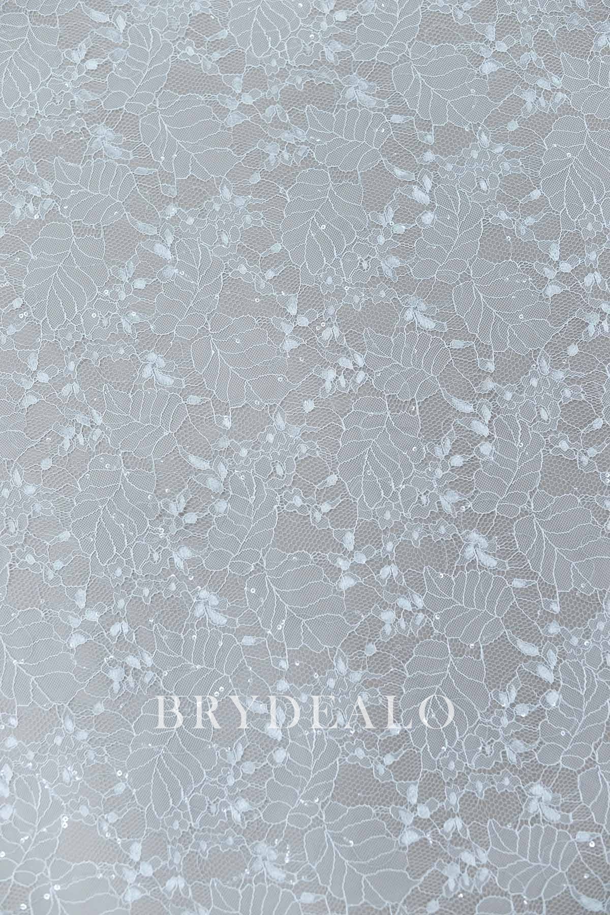  Leaf Pattern Sheer Sequined Lace Fabric