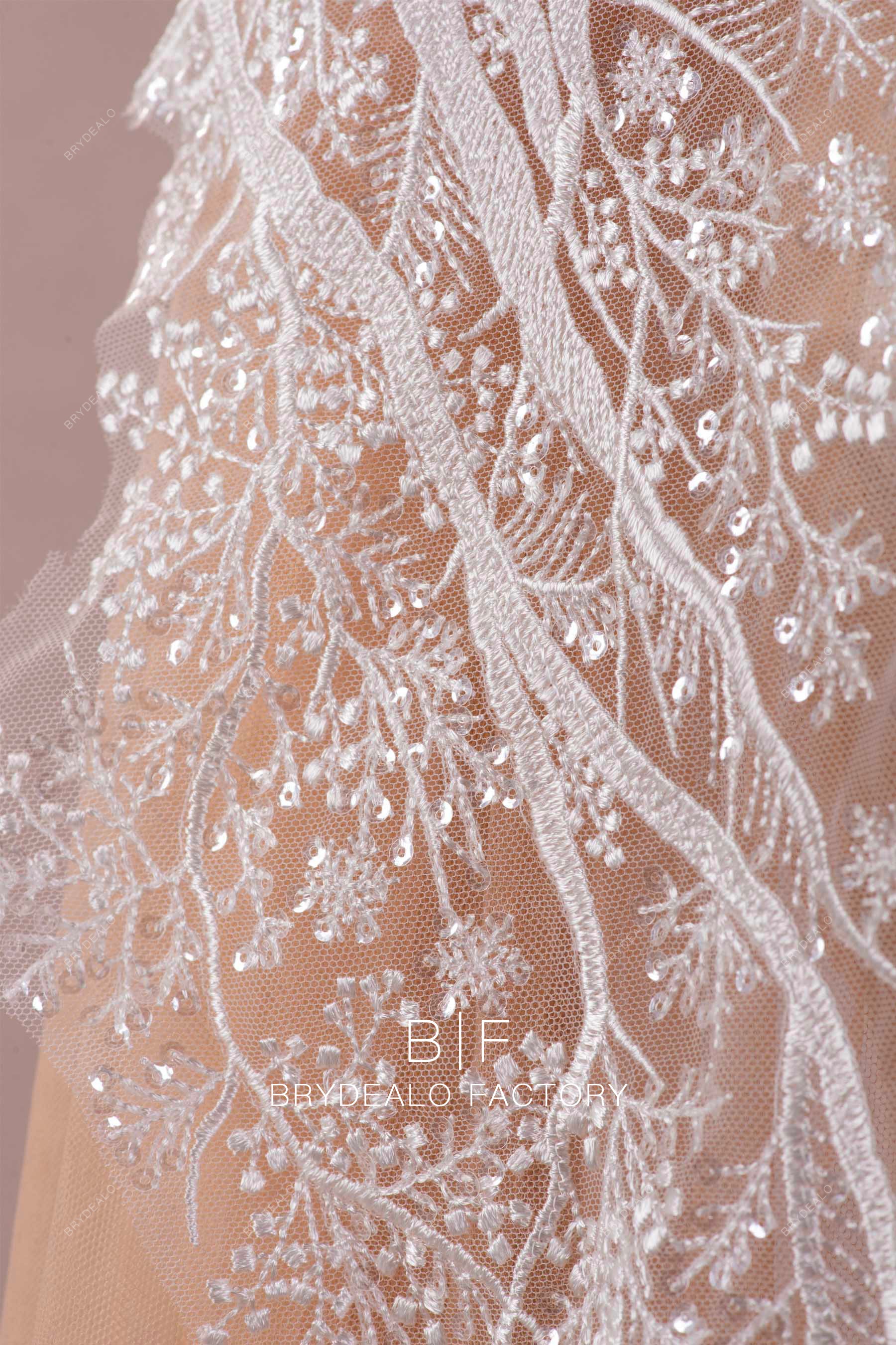 shimmery twig embroidery bridal lace fabric