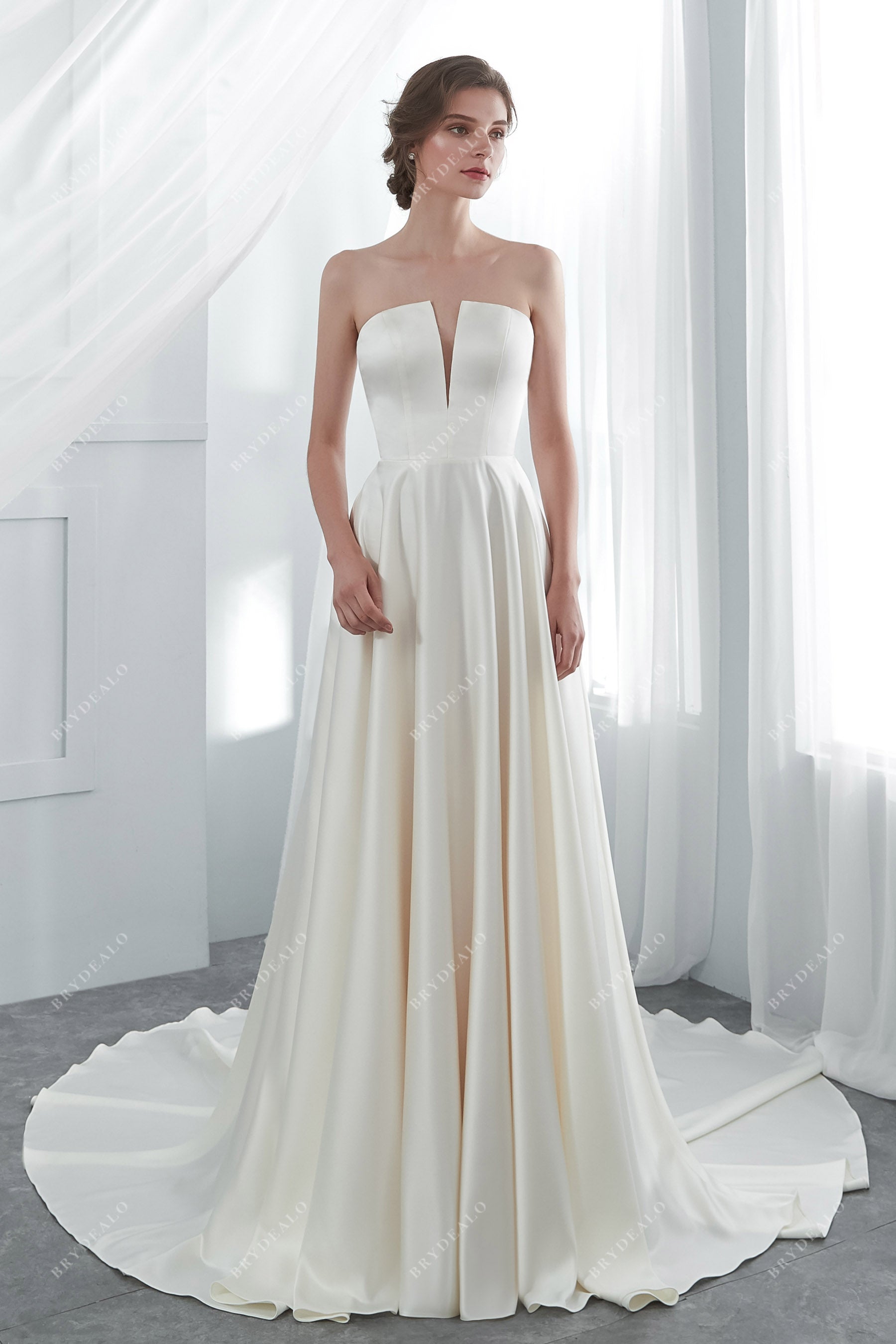 Satin Classic A-line Strapless Bridal Gown