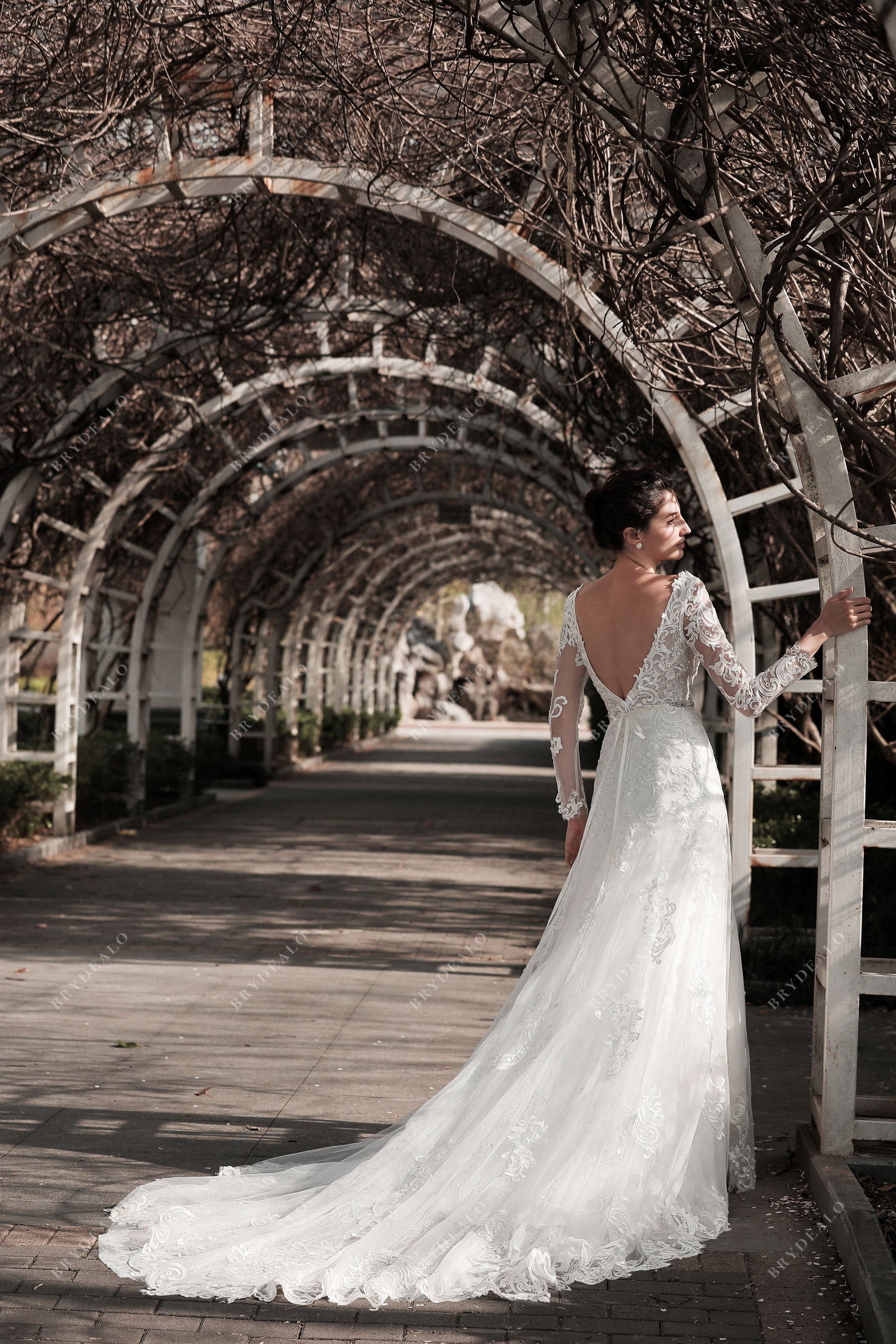 Sample Sale | Sleeved Lace Long Fit & Flare Wedding Dress