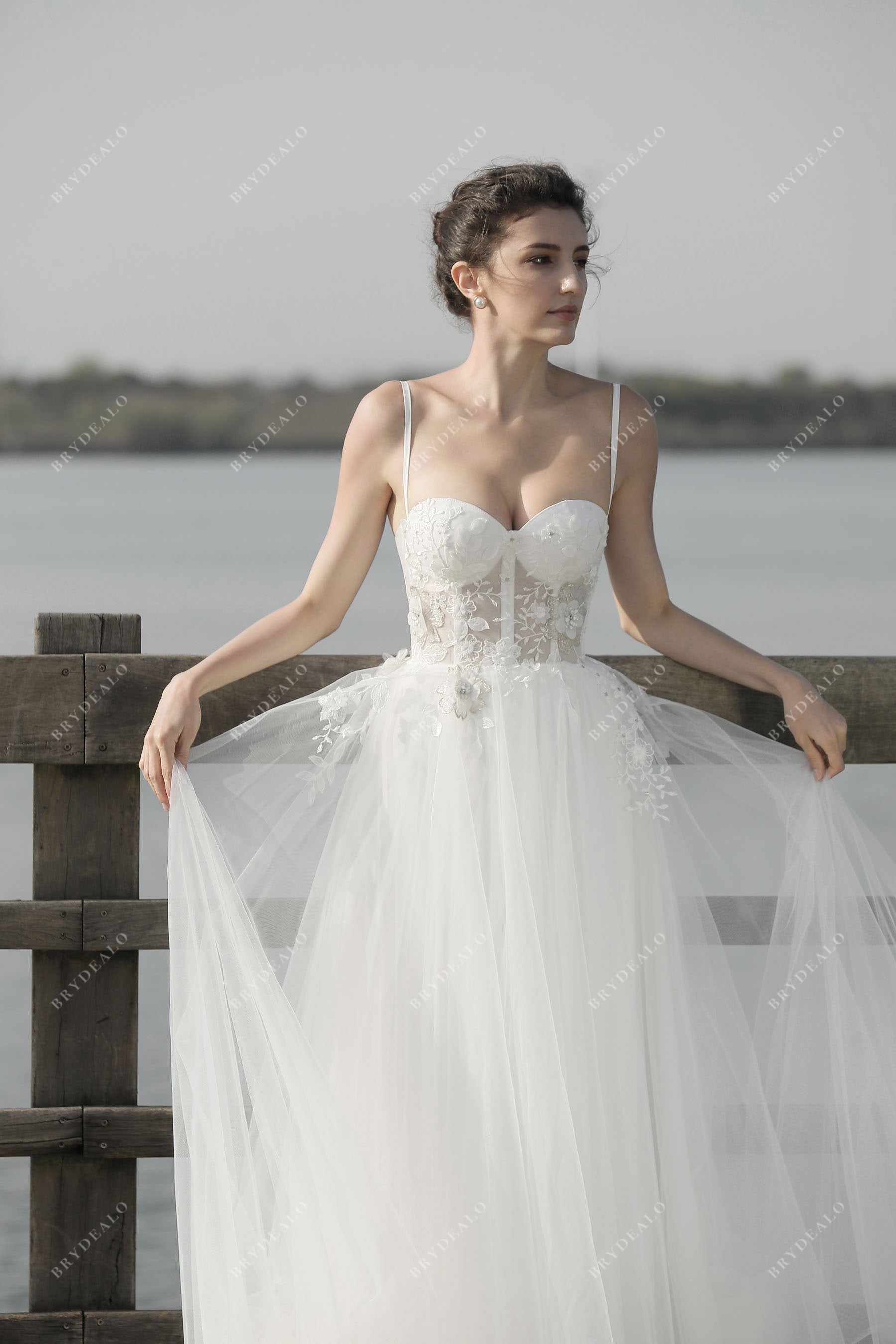 Spaghetti Strap A-line Wedding Dress