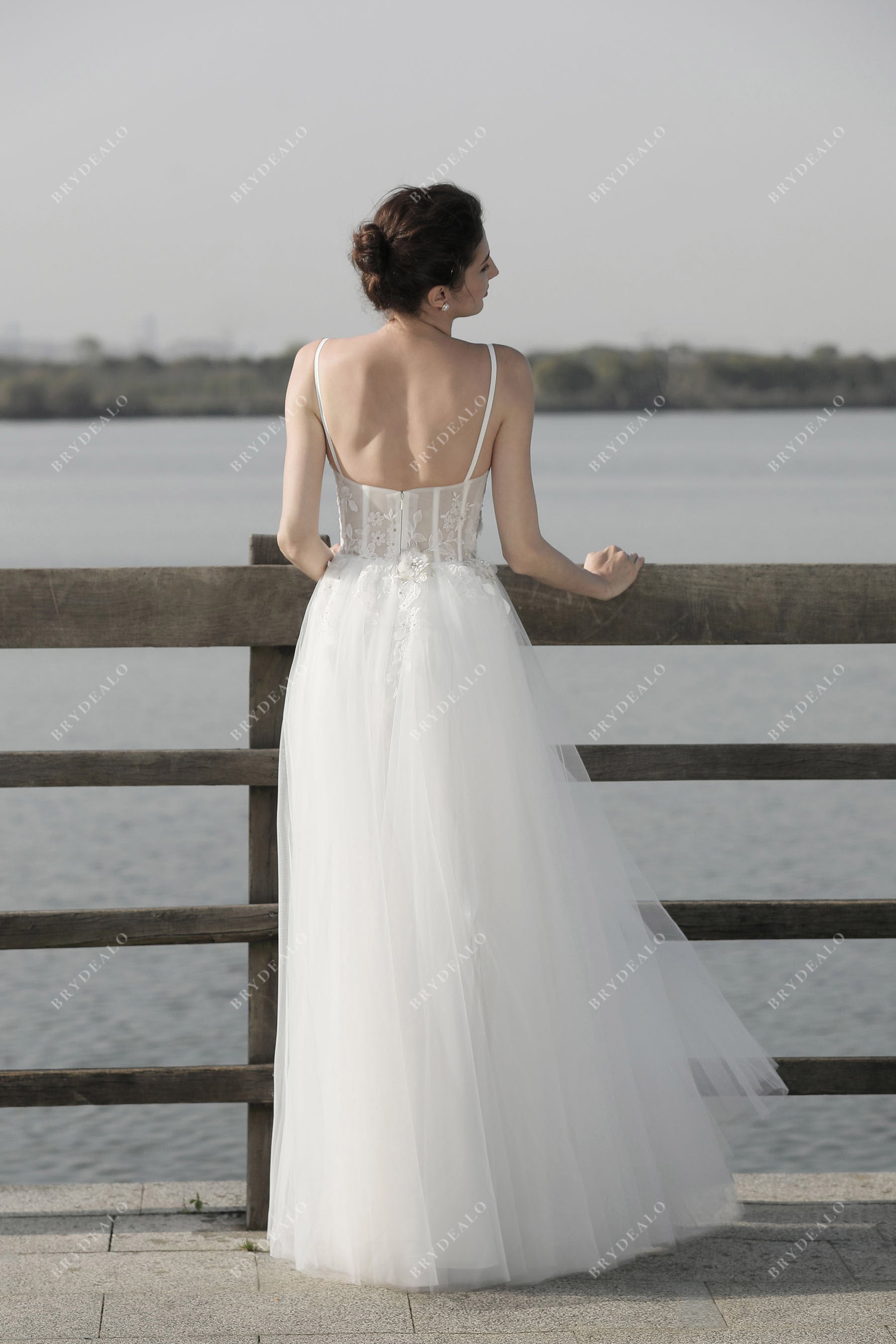 Spaghetti Strap Floor-length A-line Wedding Dress