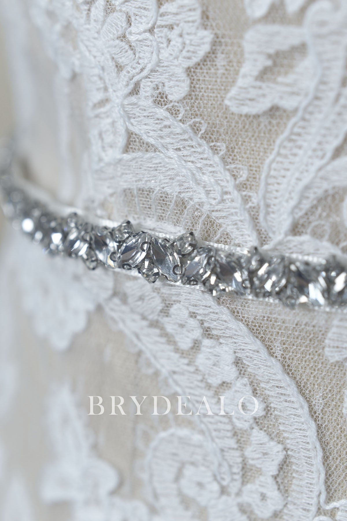 Linear Rhinestones Satin Ties Bridal Sash