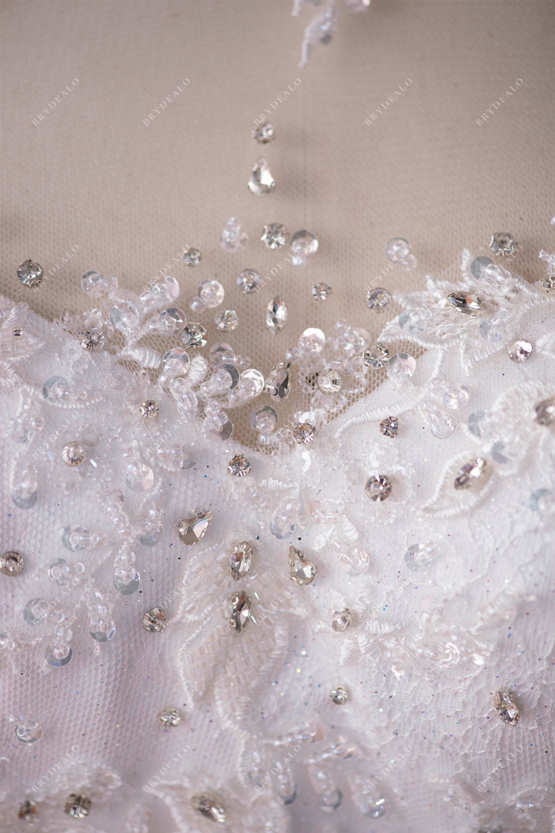 Sparkly Illusion Sleeved Ballgown Wedding Dress