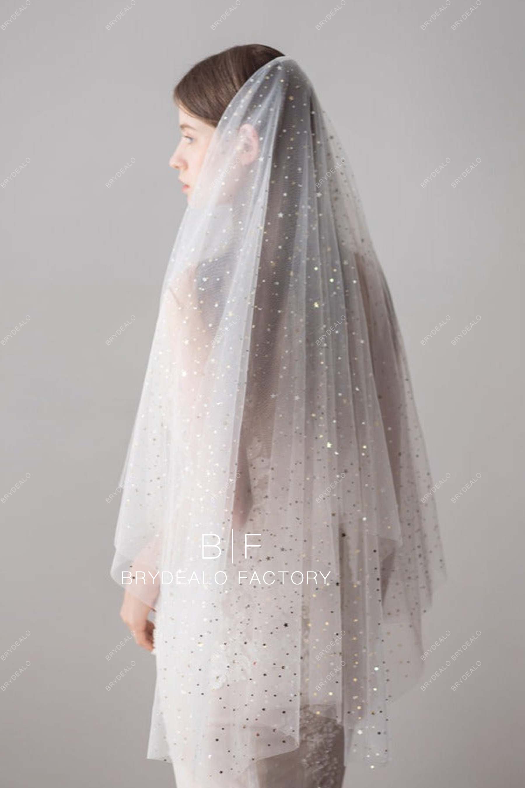 Starry Fingertip Length Wedding Veil
