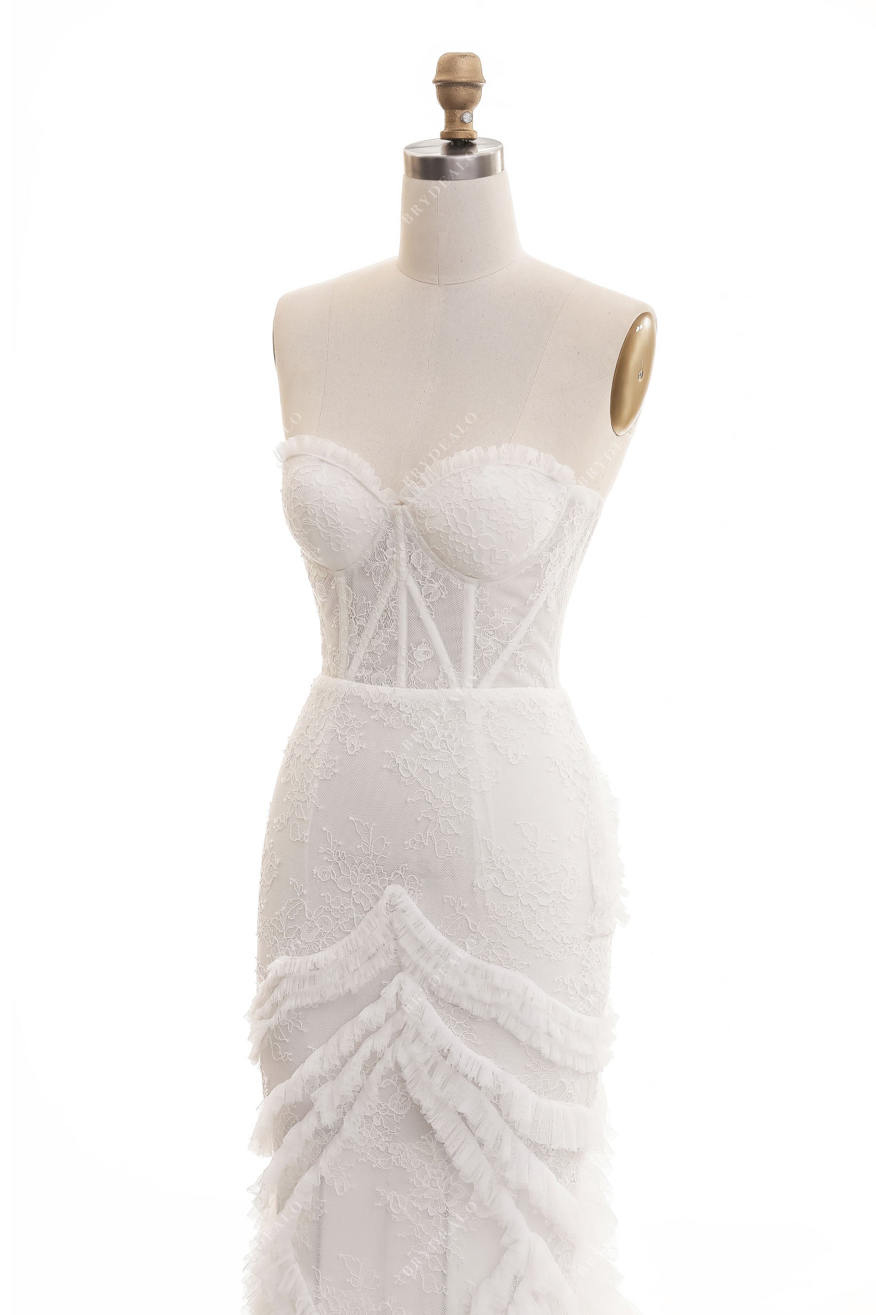 Off White Ruffled Corset Dress /strapless Corset Dress / Crepe
