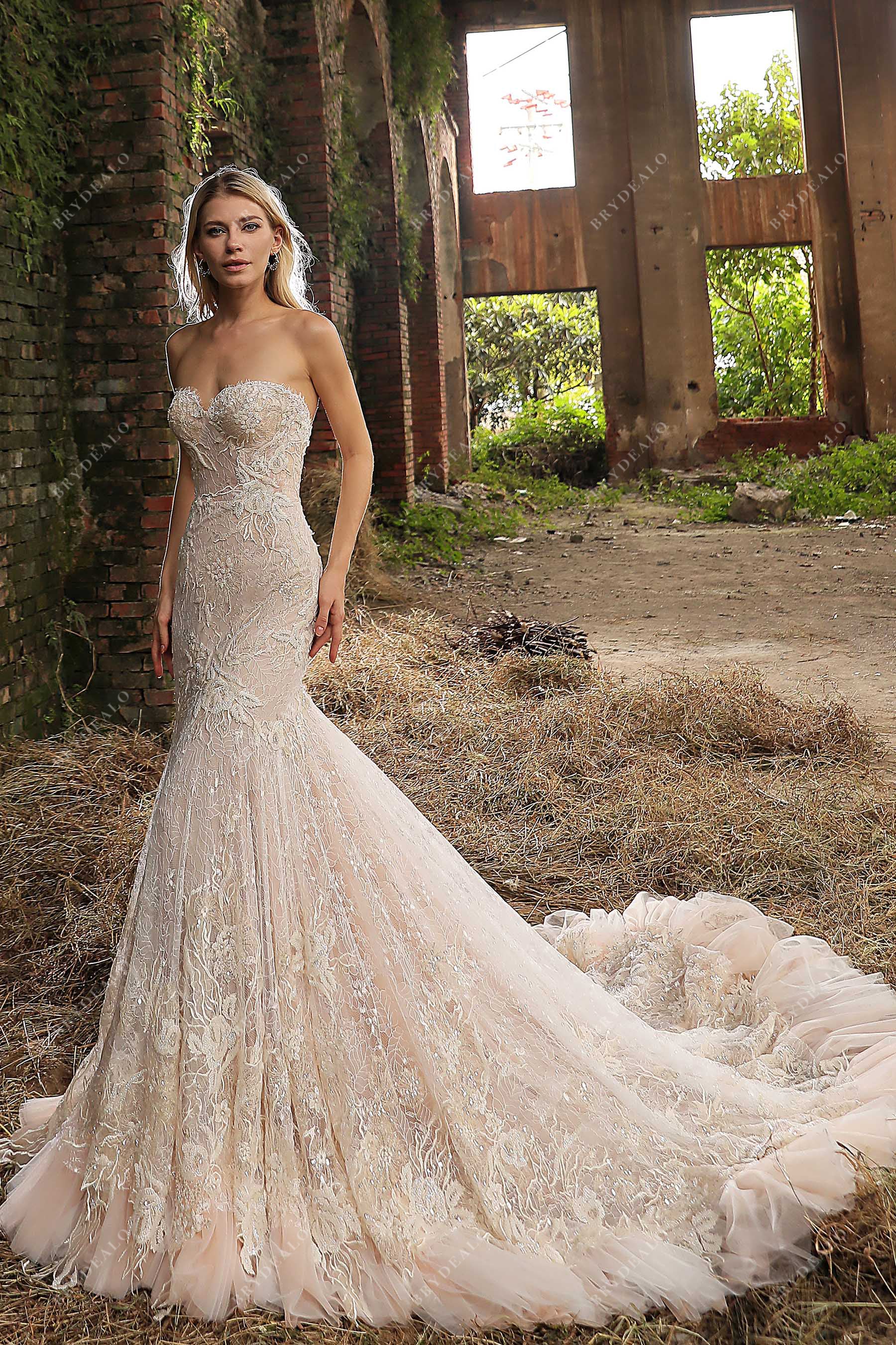 Strapless V-neck Ball Gown Floral Beaded Wedding Dress | Kleinfeld Bridal