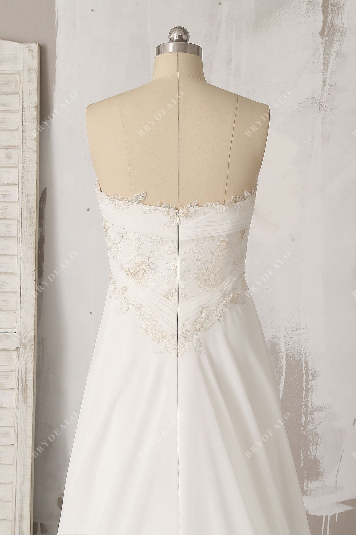 strapless lace beach wedding dress