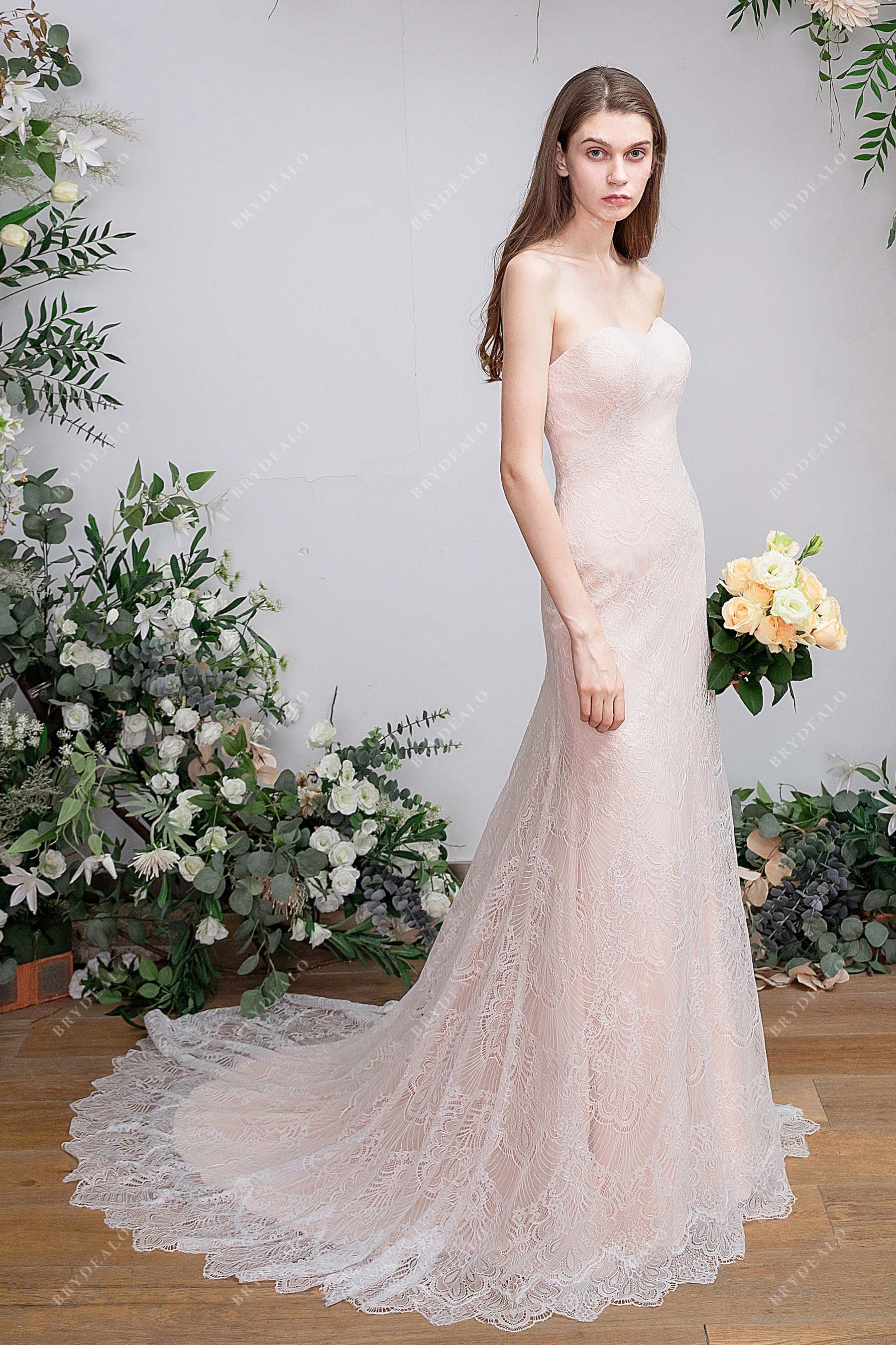 Strapless Mermaid Lace Lightweight Bridal Dress