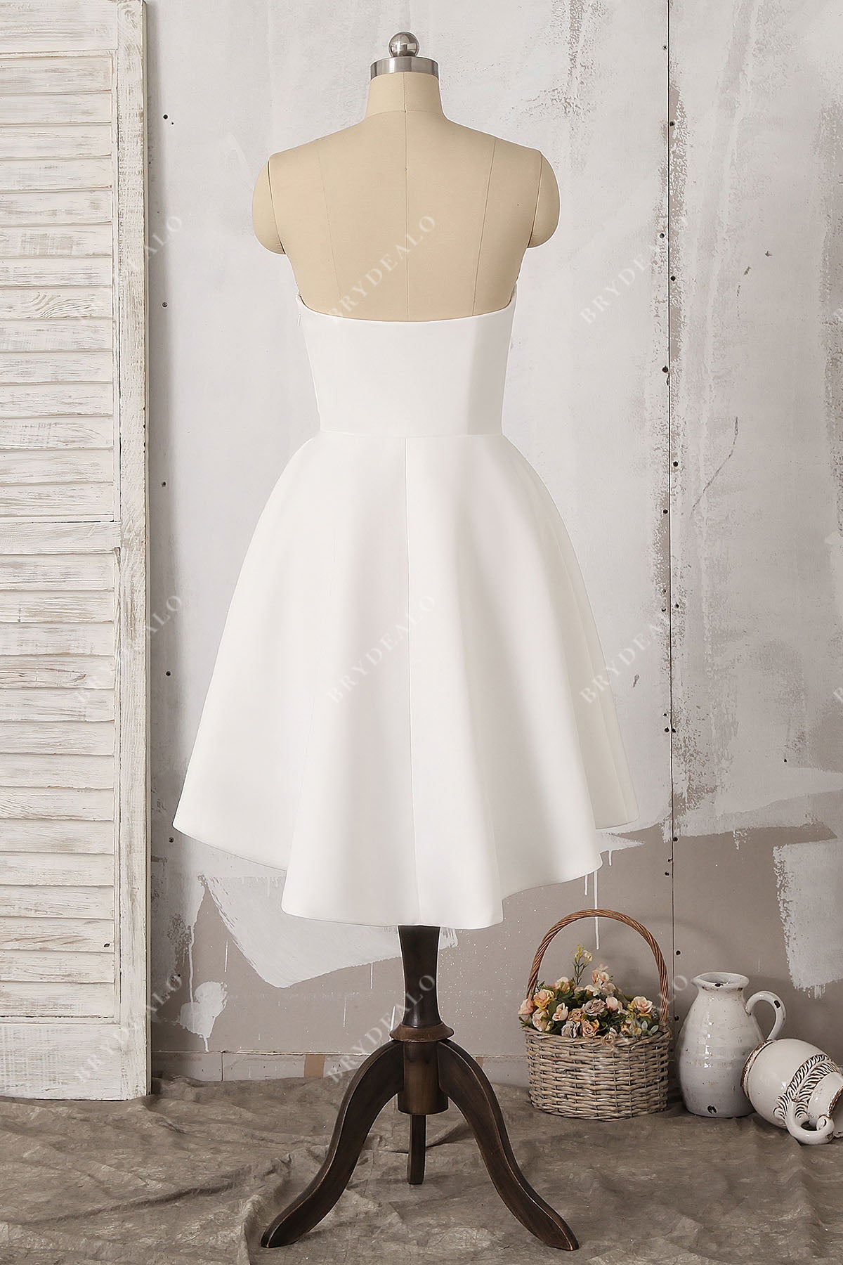 strapless satin short bridal shower dress for wholesale