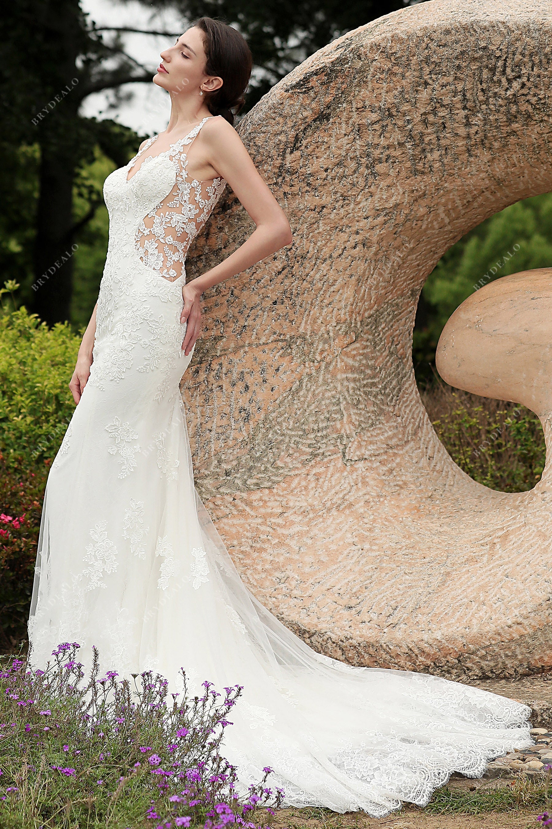 Sample Sale | Straps Lace Long Mermaid Wedding Dress
