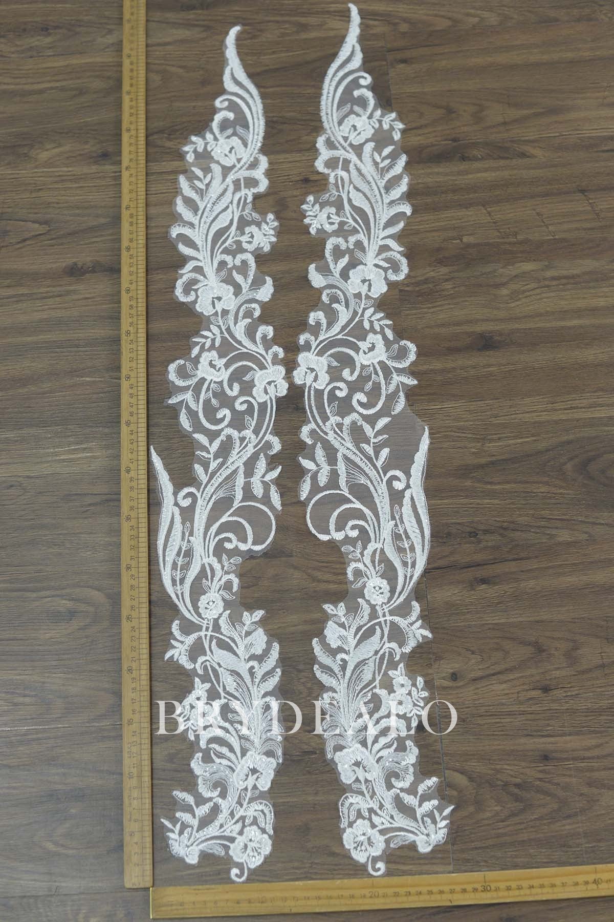 Shimmery Flower Embroidery Bridal Lace Appliques for Wholesale