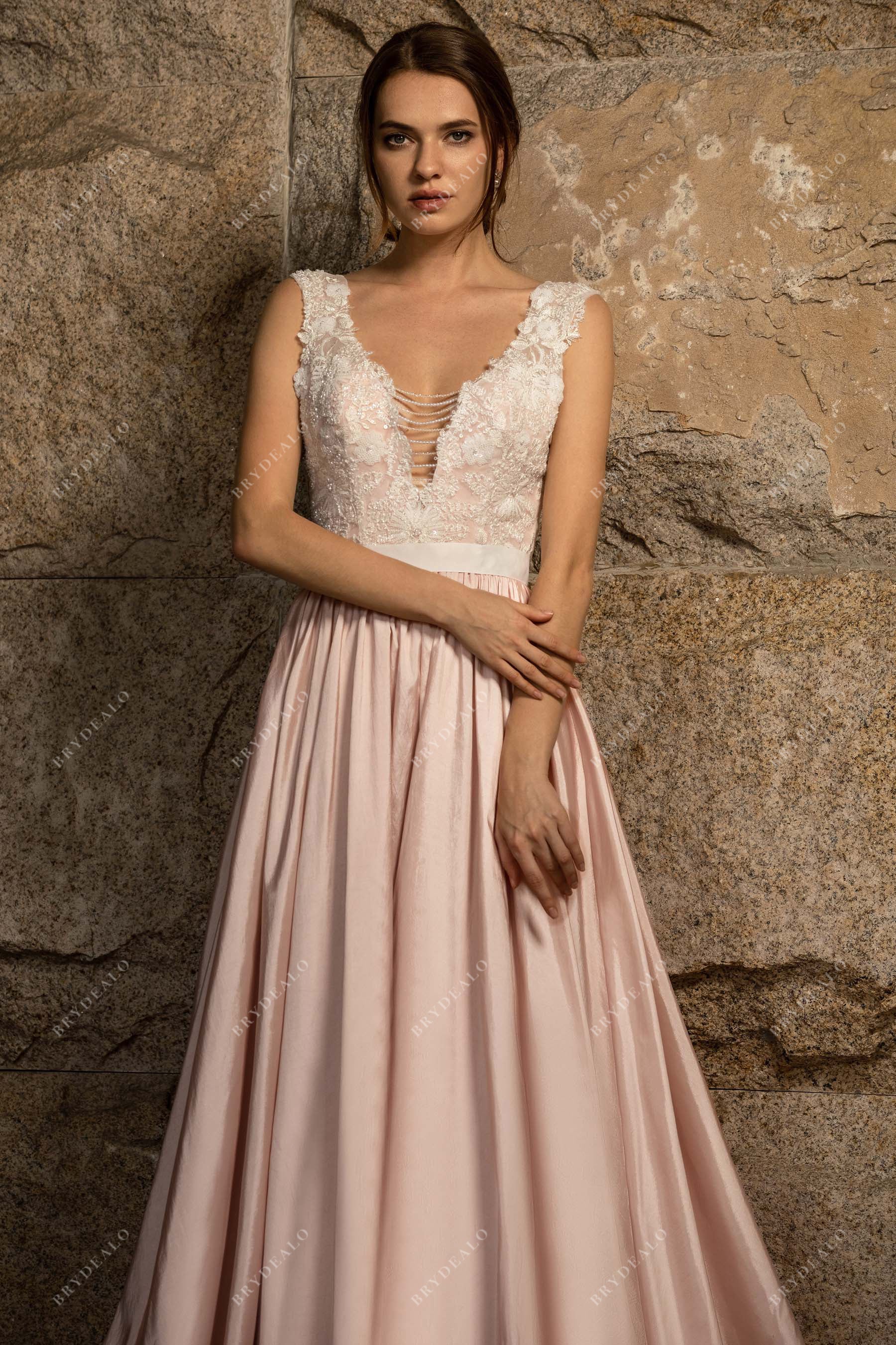 Pink a line wedding cheap dress