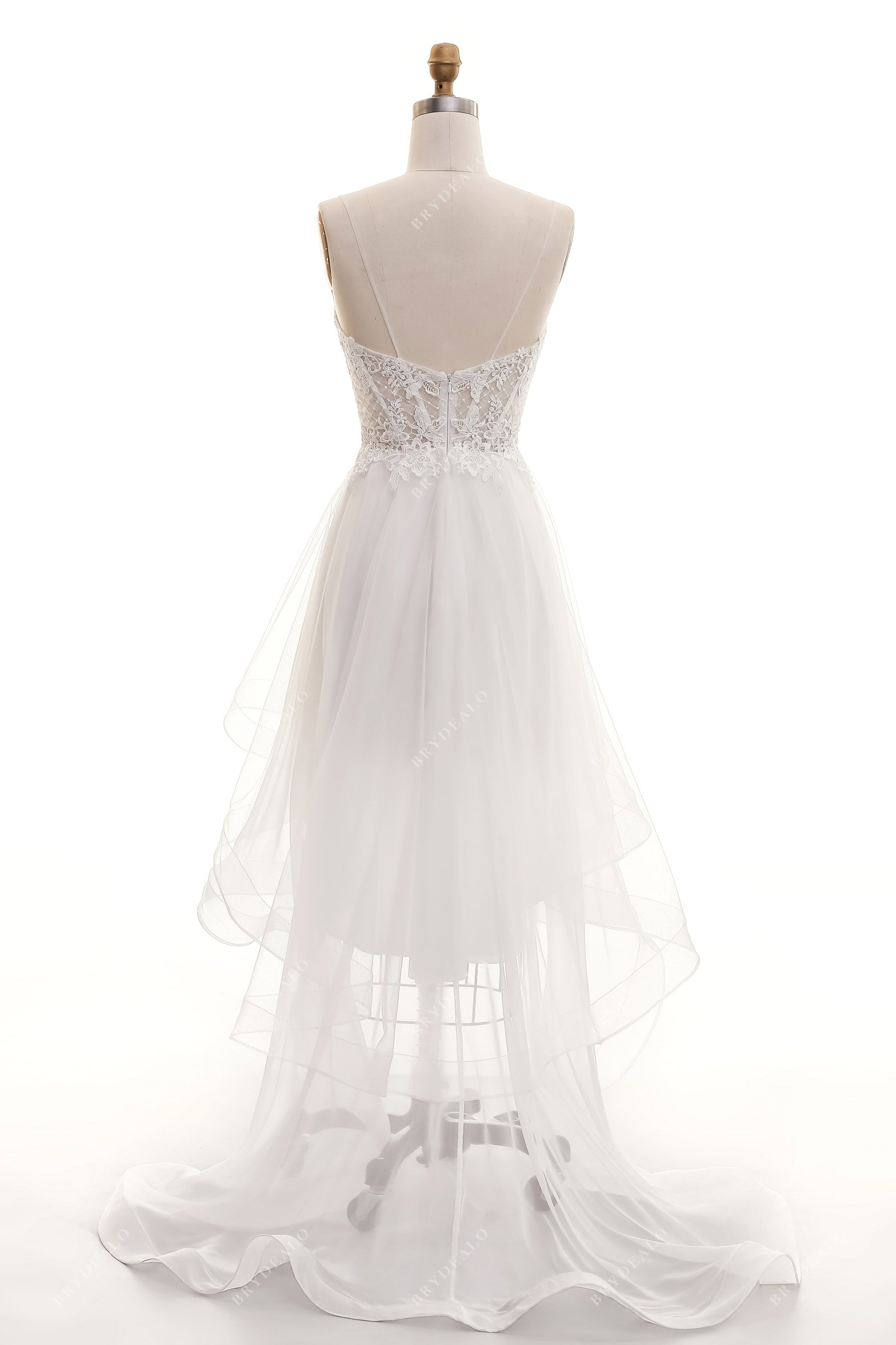 Thin Straps Corset Ruffled A-line Tulle Bridal Dress