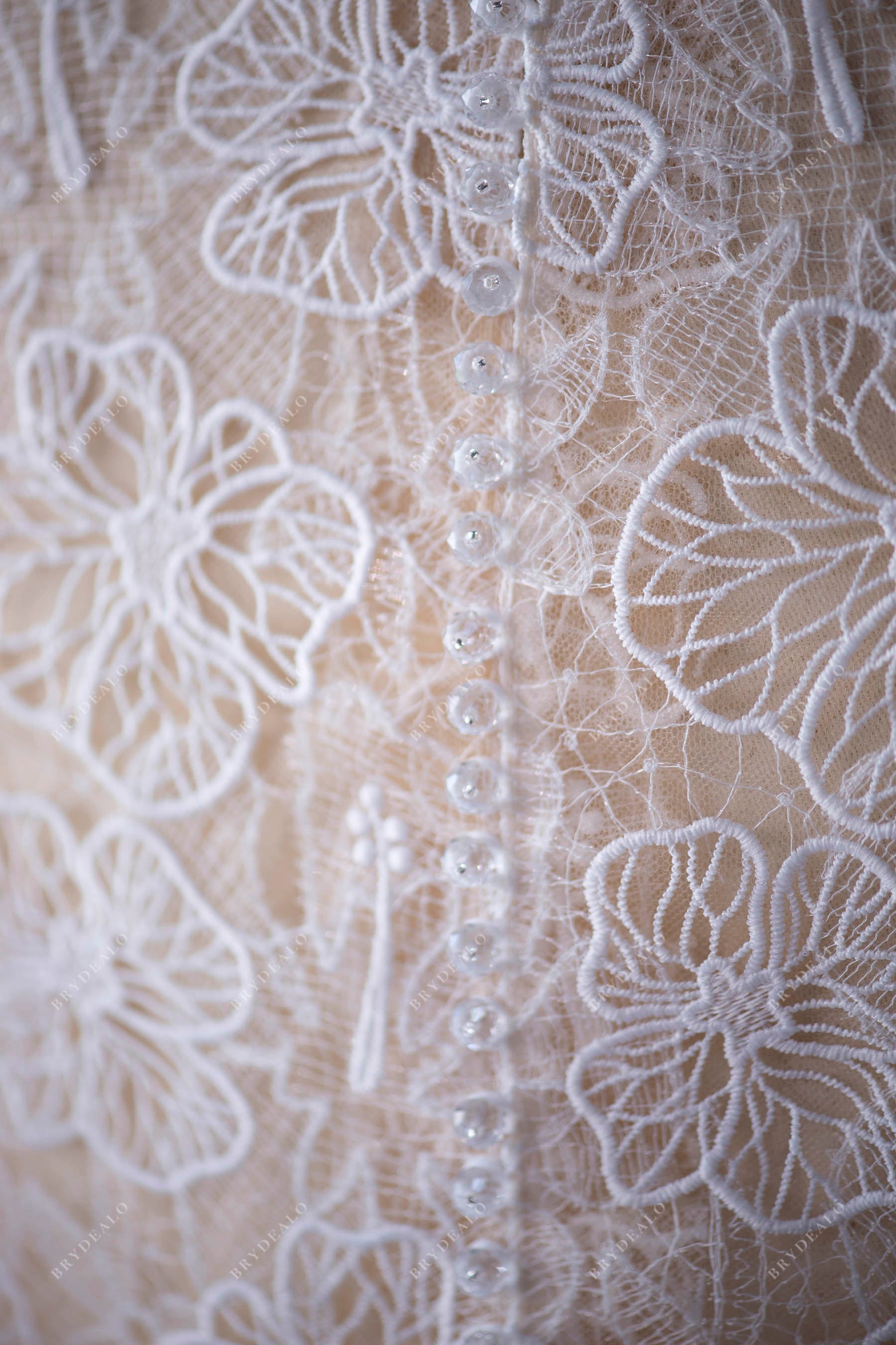 floral lace bridal dress buttons up back