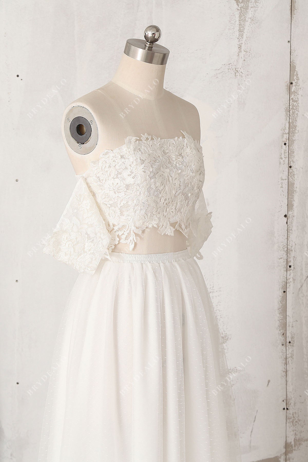 two-piece off-shoulder lace bridal dress