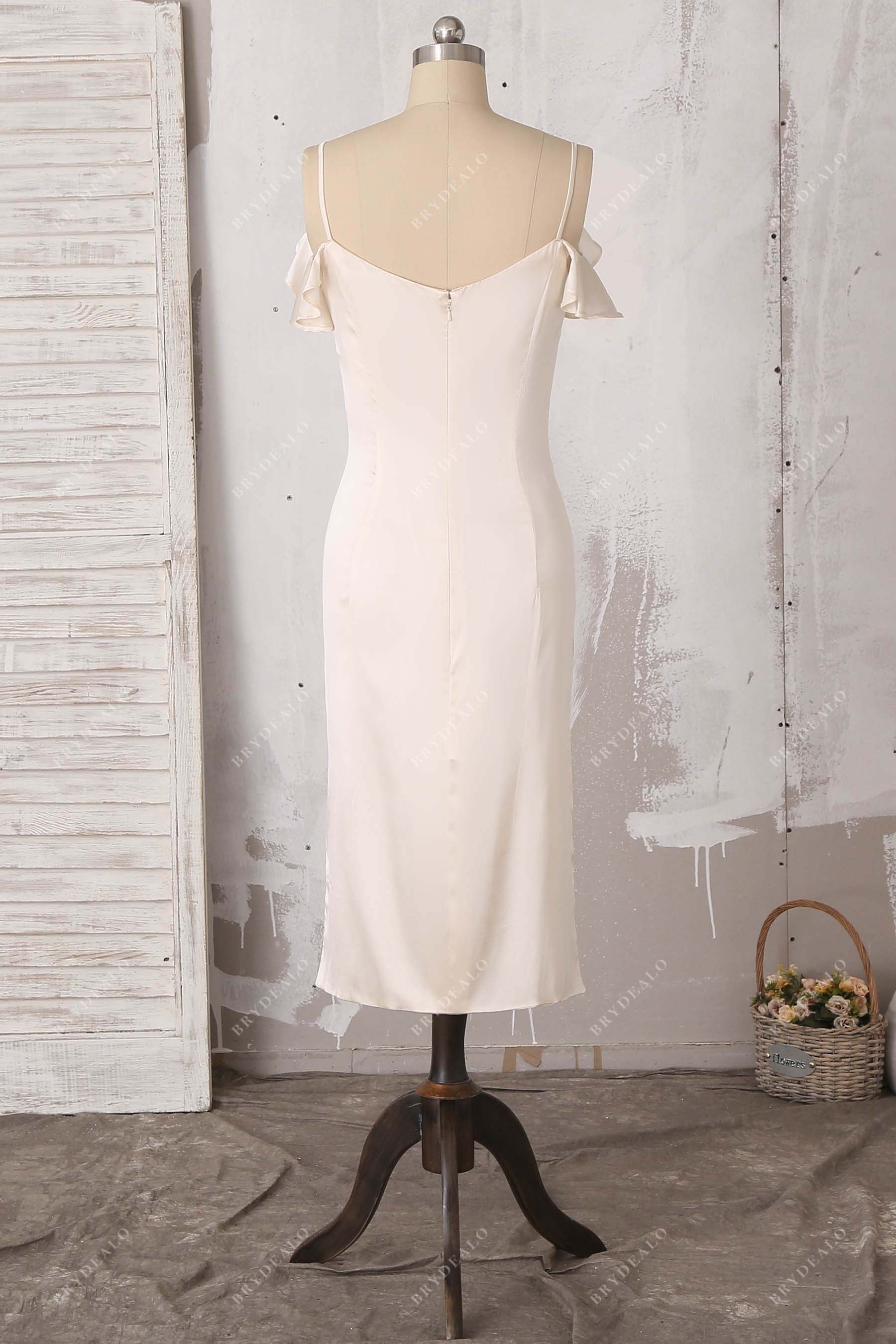 V-back thin straps silk gown