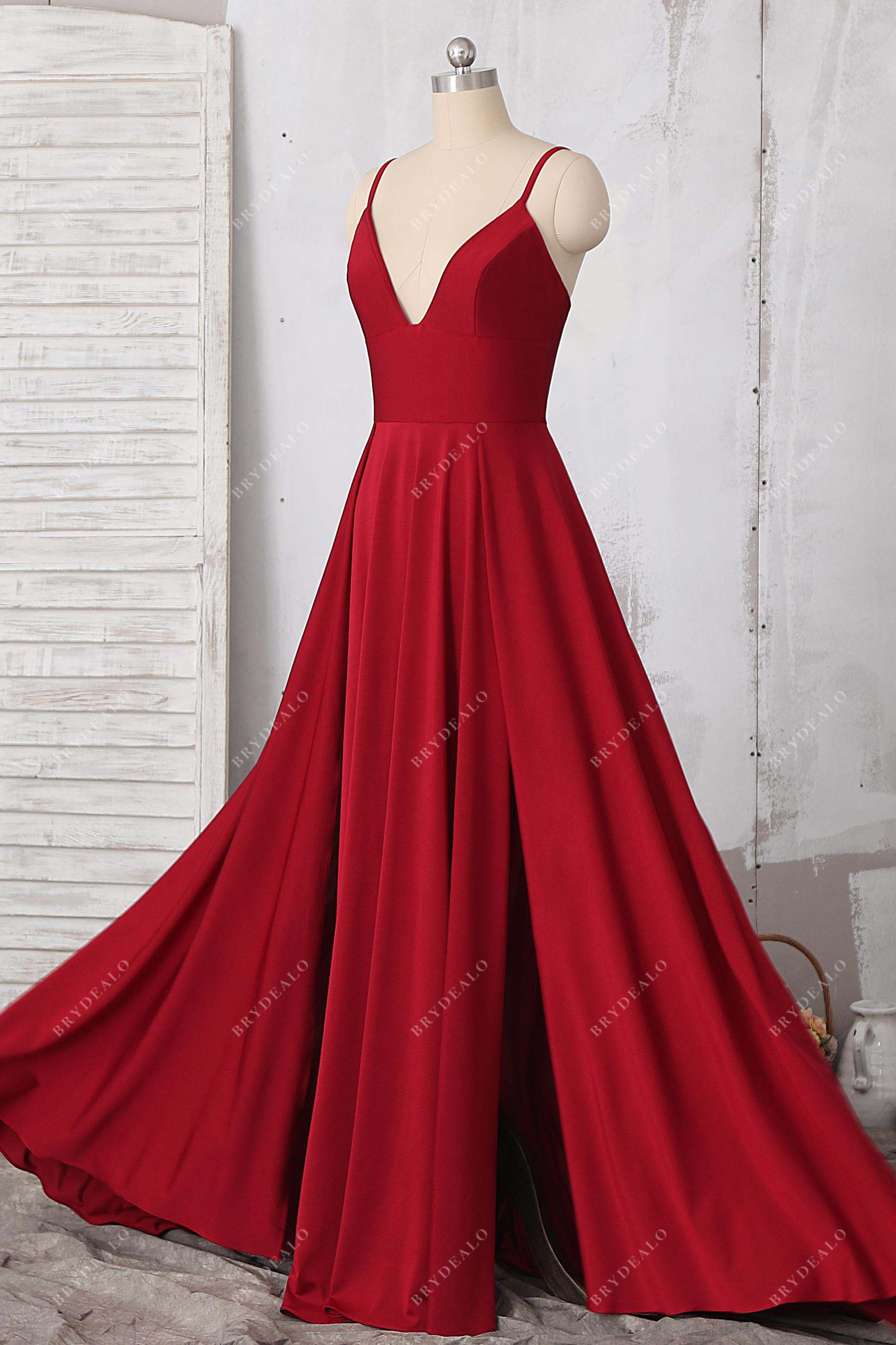 V-neck A-line prom dress