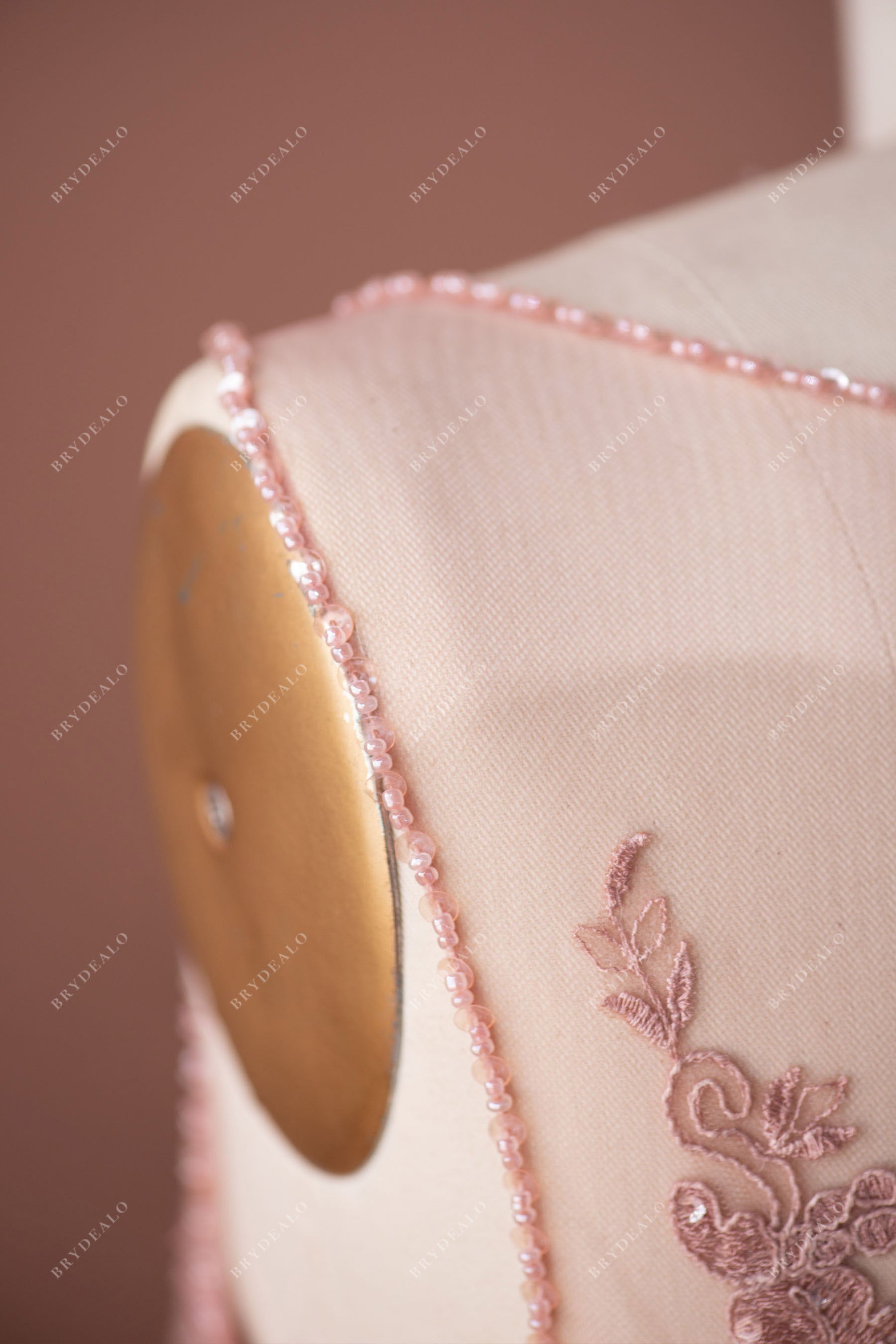 Vintage Mauve Lace Illusion Beaded Bridesmaid Dress Sample Sale