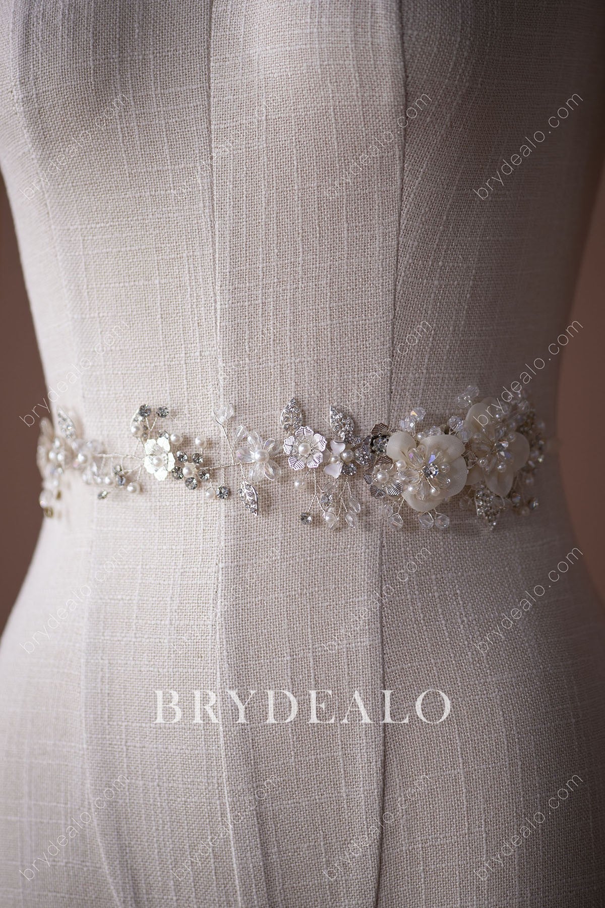 Wholesale Ethereal Pearl Flower Bridal Sash