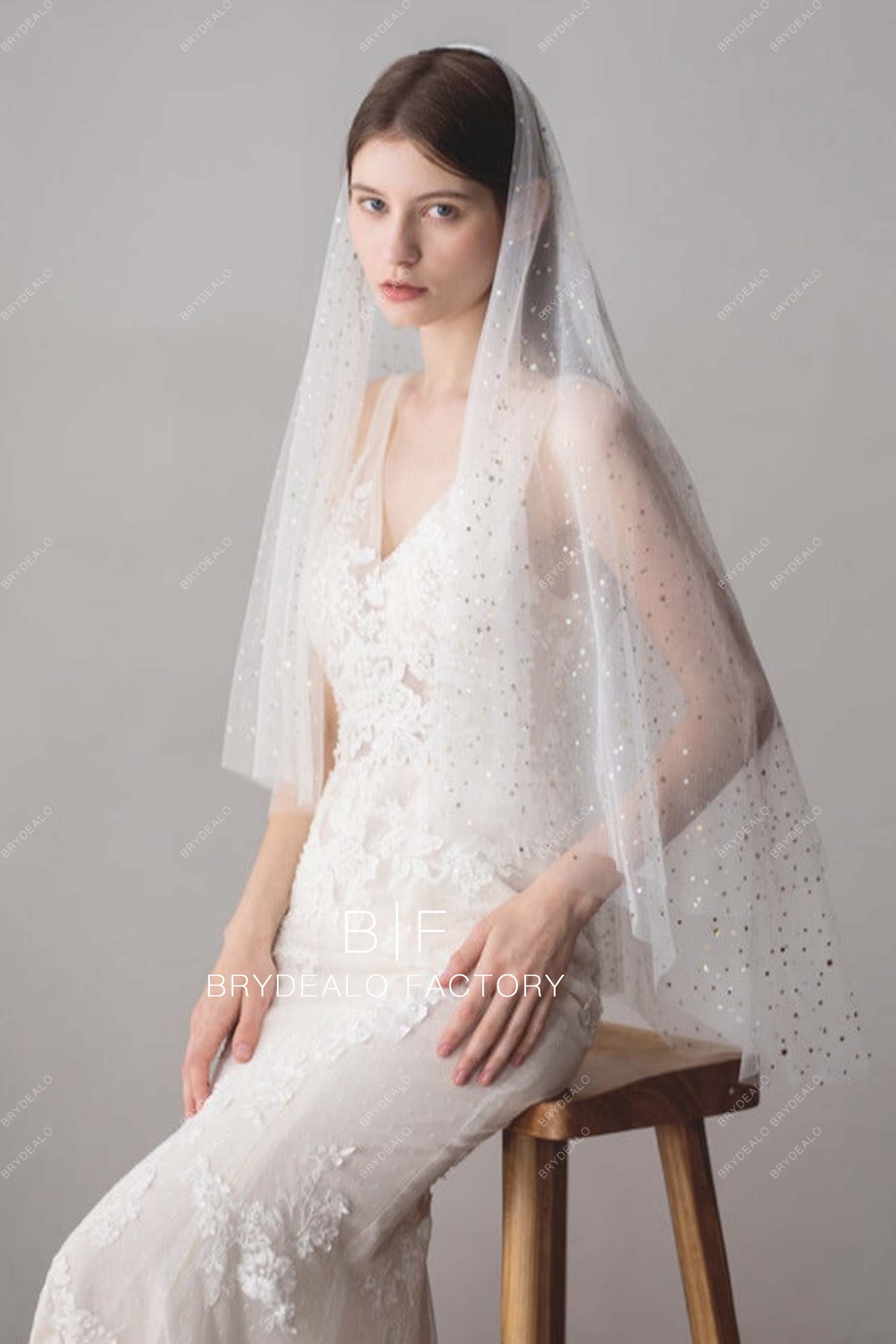 Wholesale Starry Fingertip Length Wedding Veil