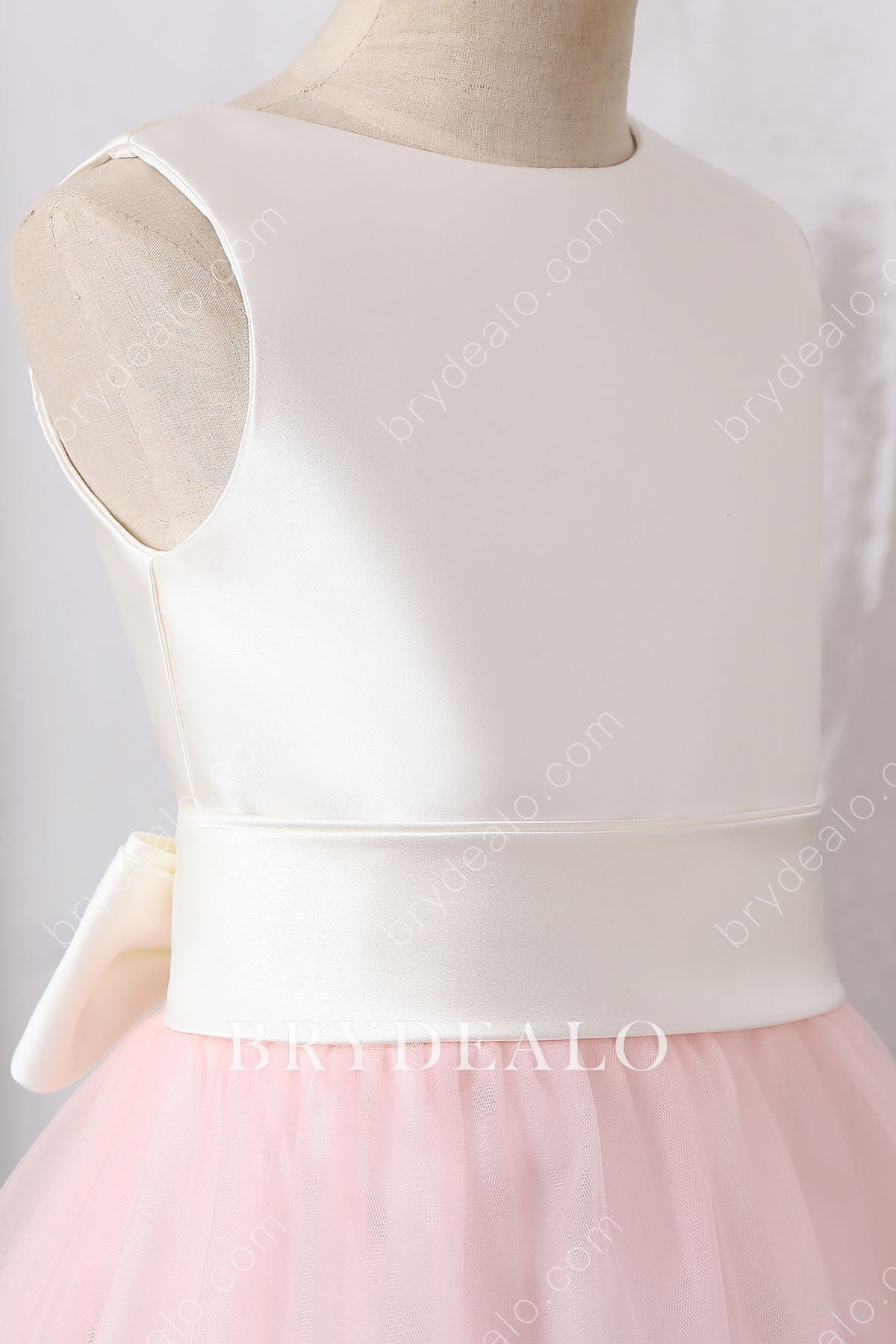 Sleeveless Satin Tea Length Flower Girl Dress