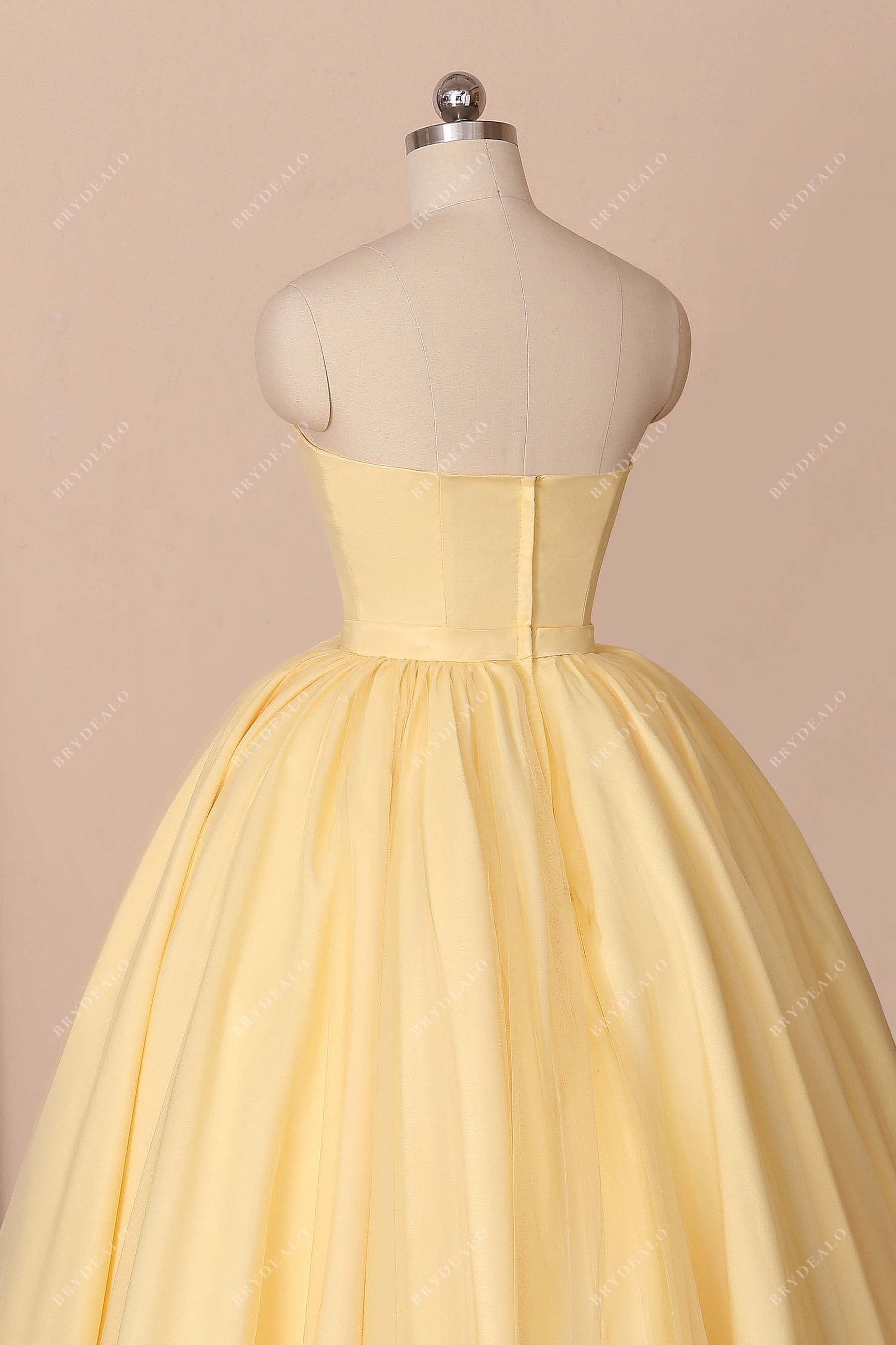 ball gown yellow strapless prom dress