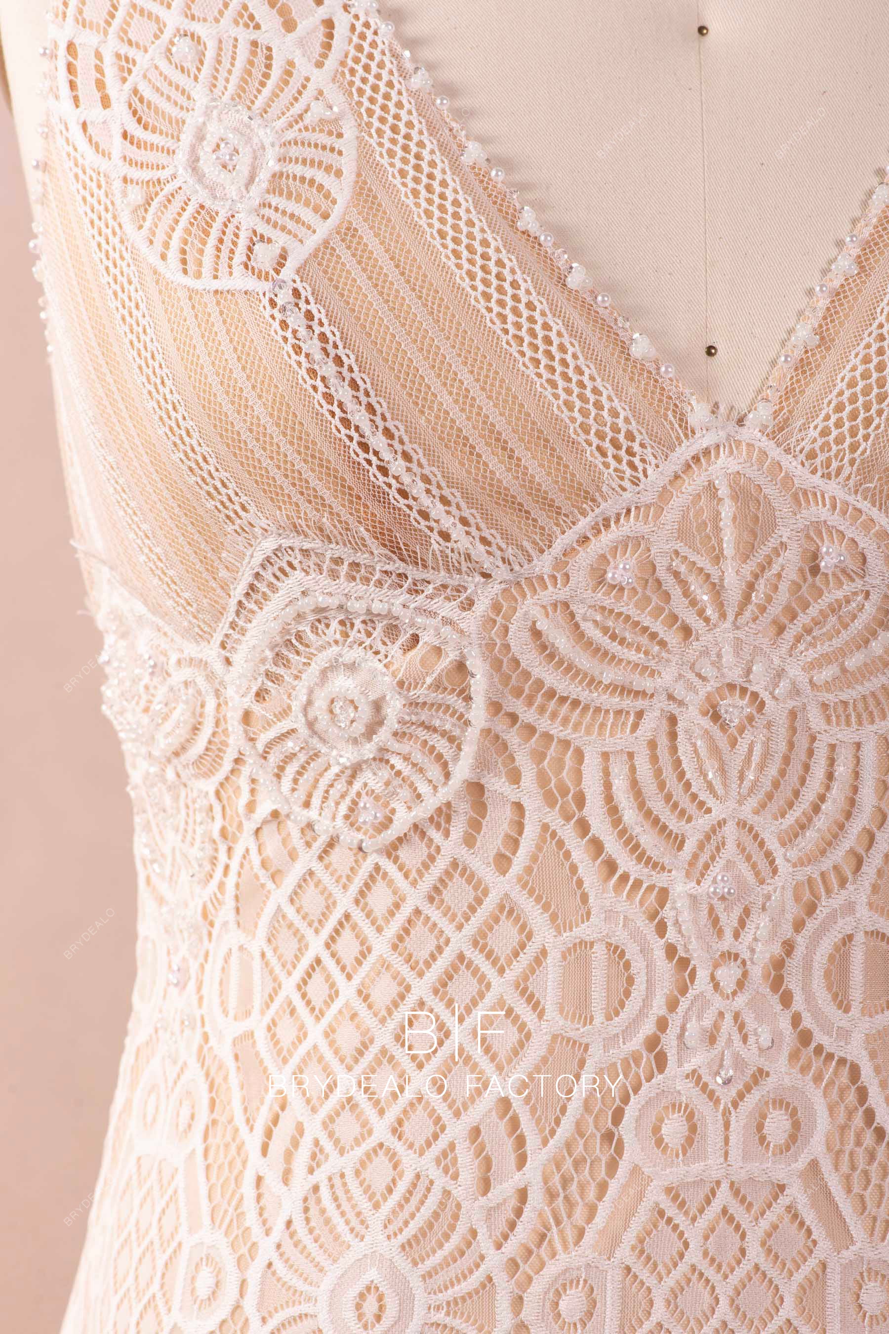 beaded empire lace wedding dress