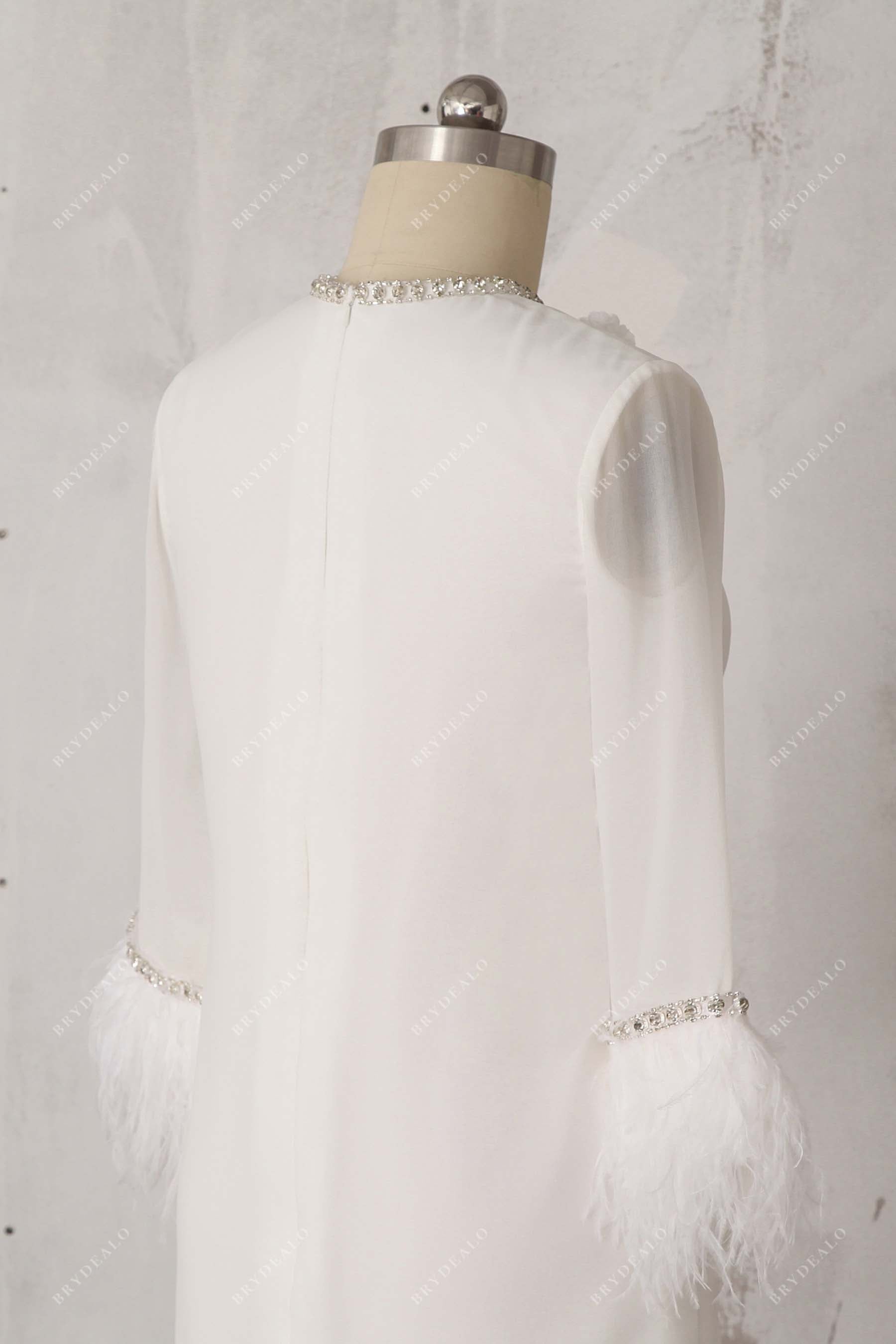 beaded jewel neck ivory chiffon dress