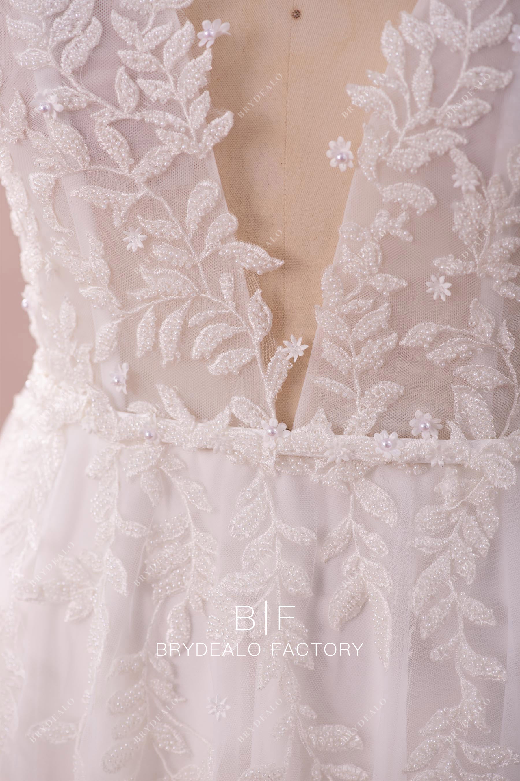 beaded lace bridal gown with belt