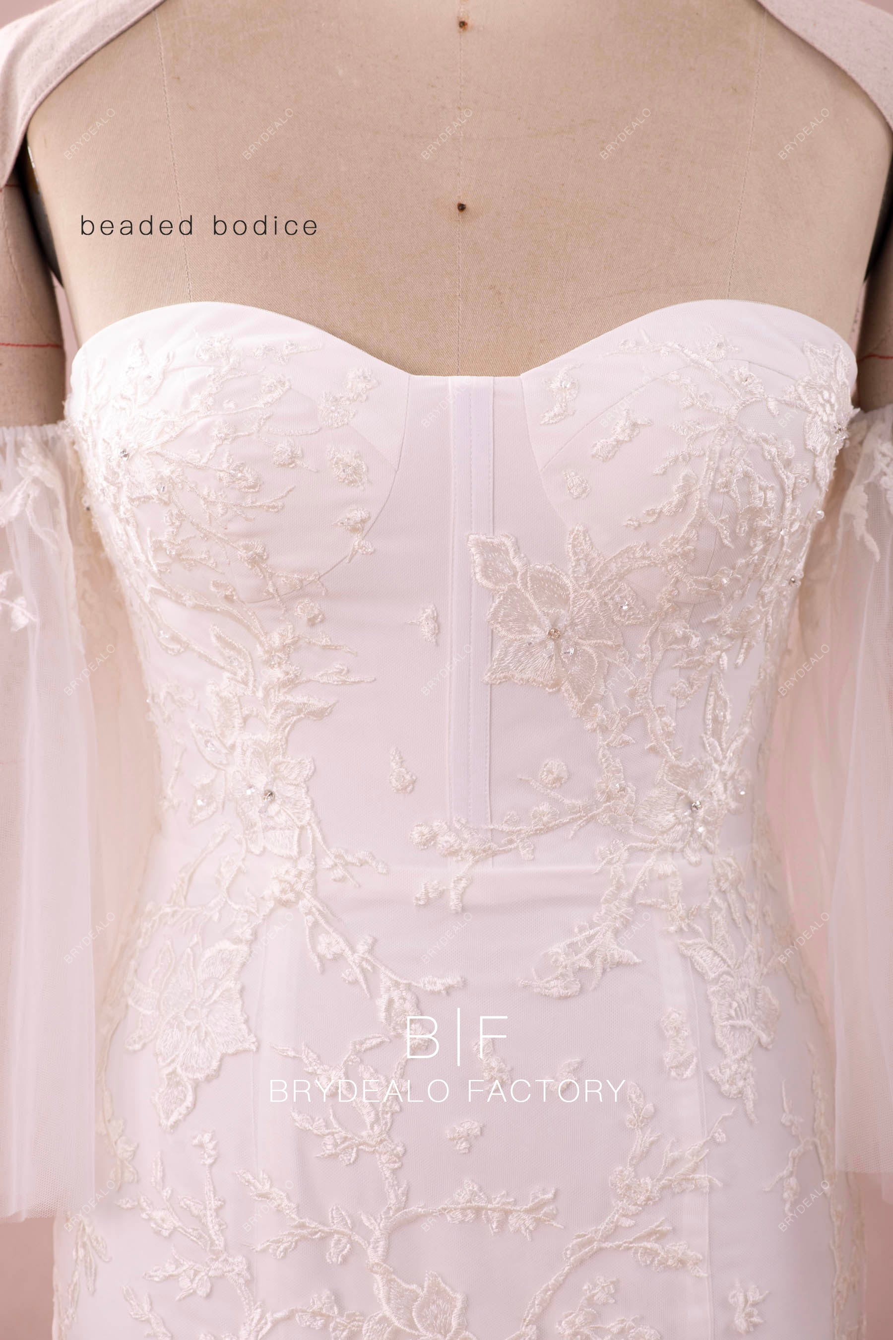 beaded lace corset bridal gown