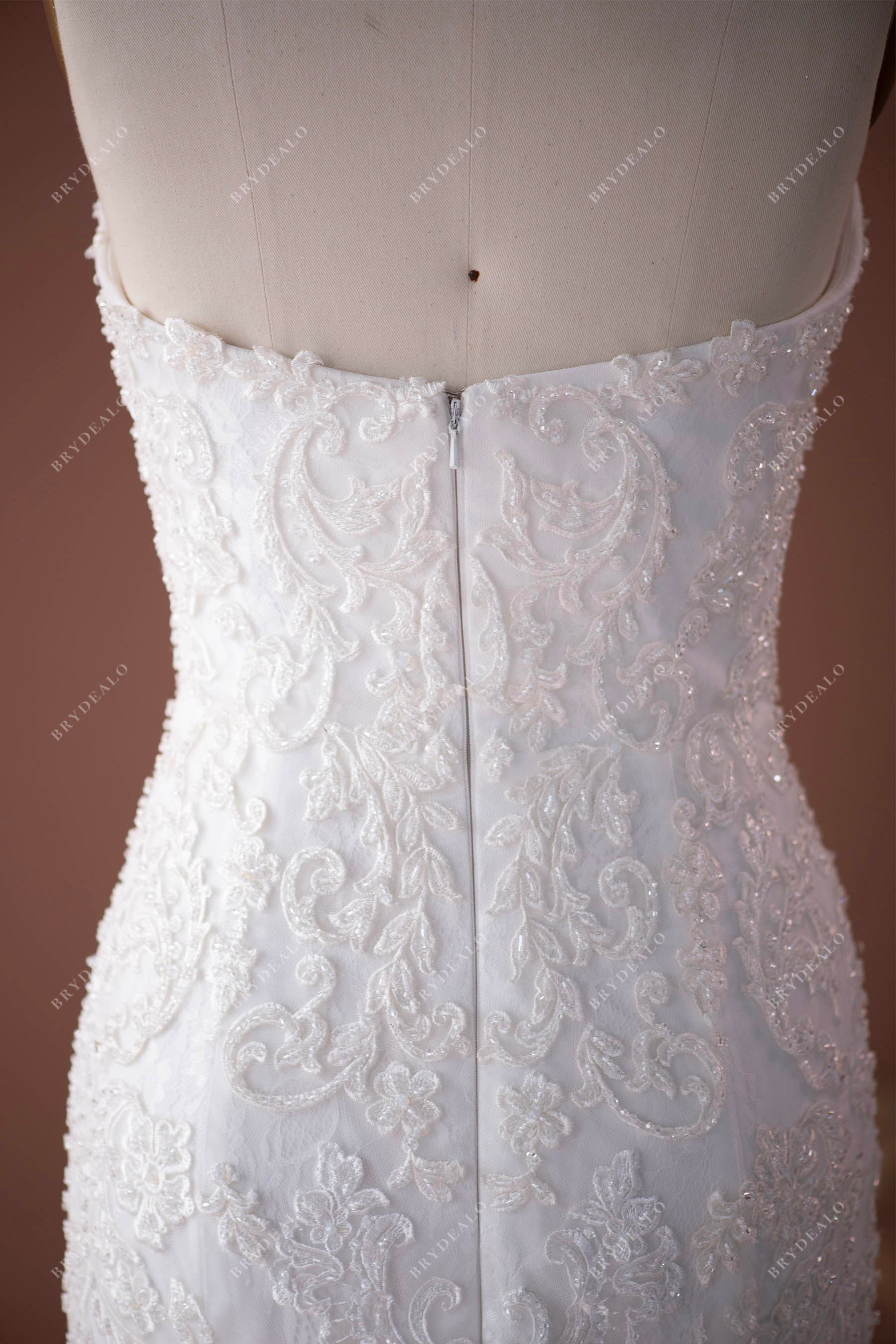 beaded lace tulle mermaid wedding dress