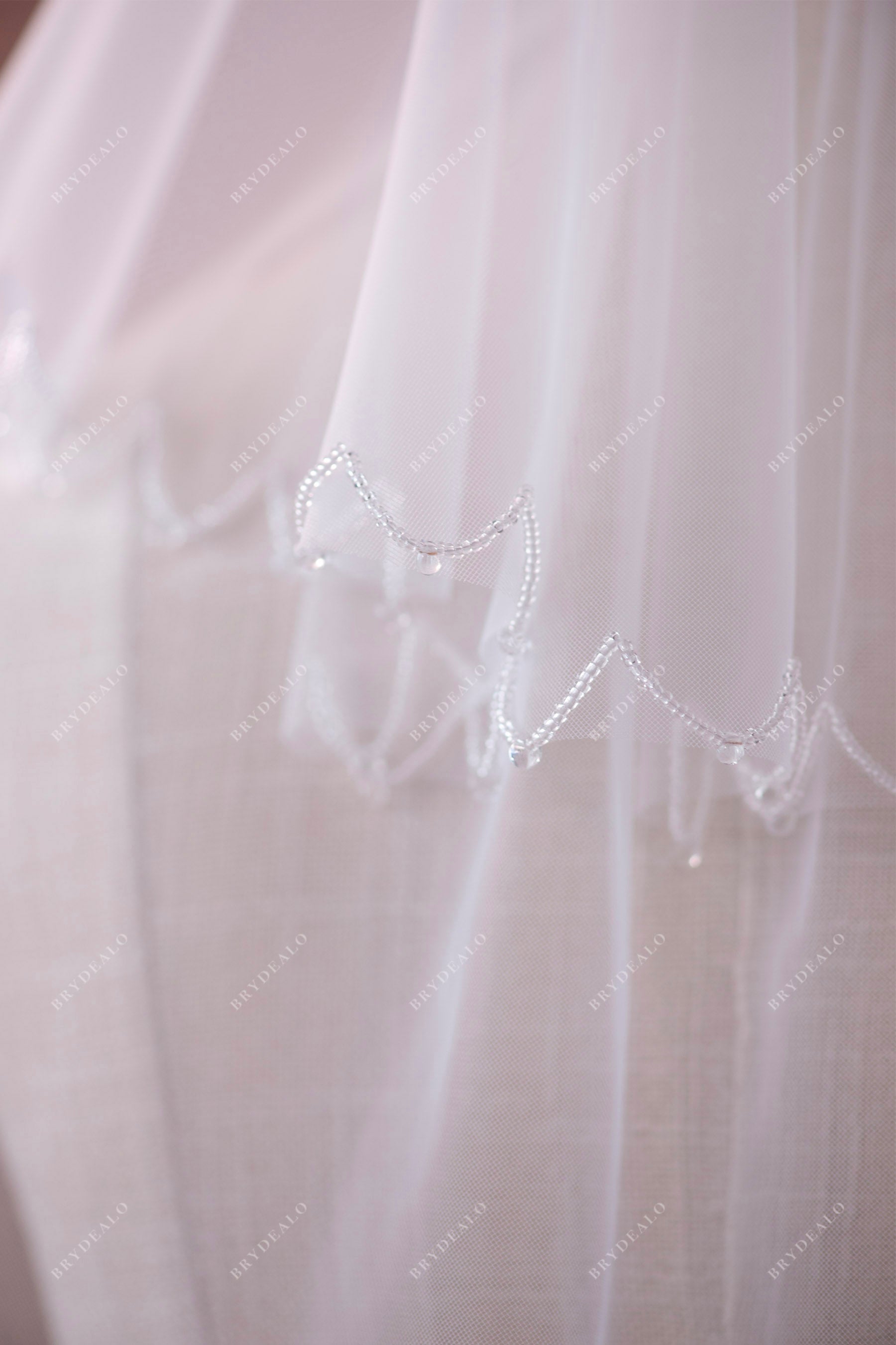 beaded scalloped edge bridal veil