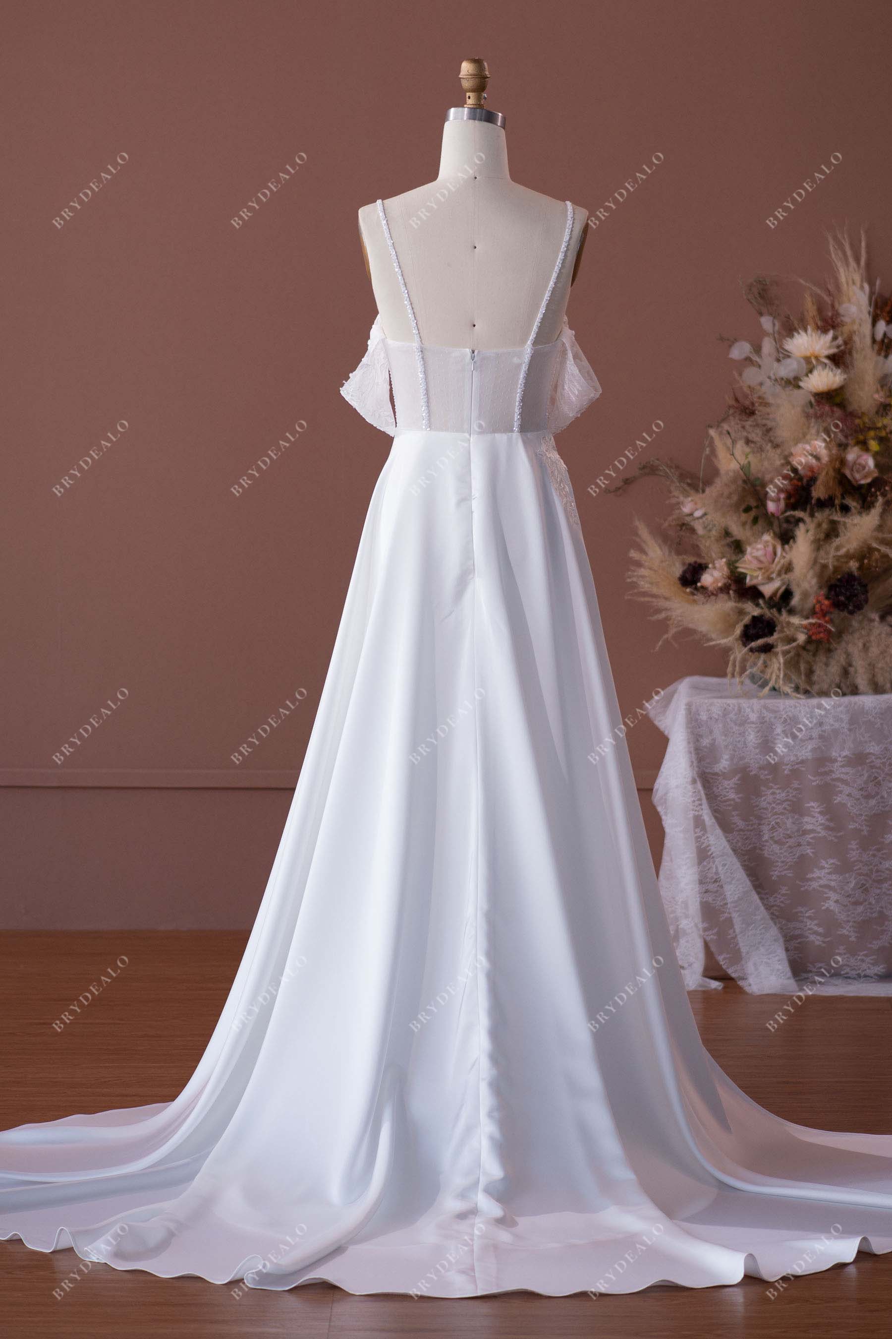 beaded spaghetti straps custom wedding dress