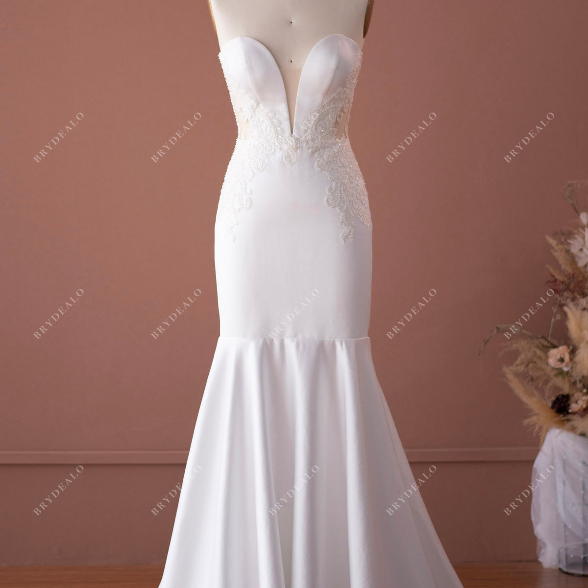 UK White/Ivory Mermaid Lace Beaded Sweetheart Strapless Wedding Dress Size  6-18 