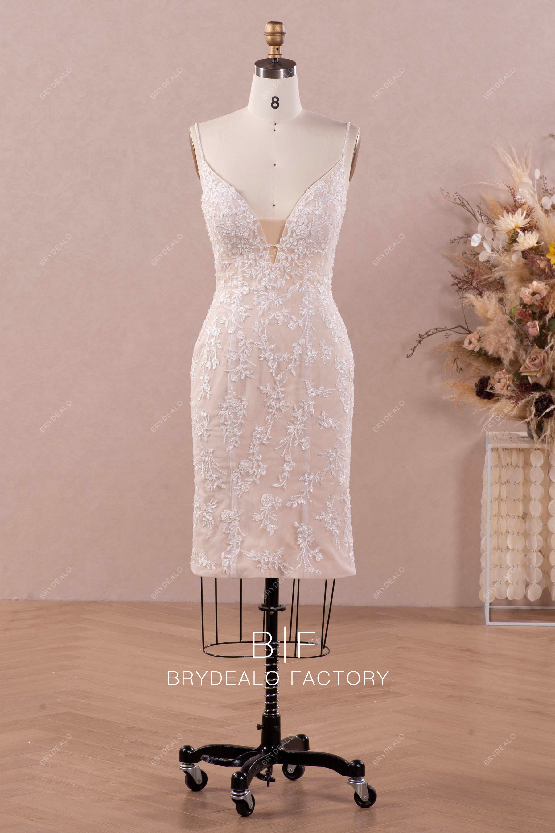 beaded straps lace bridal bodycon