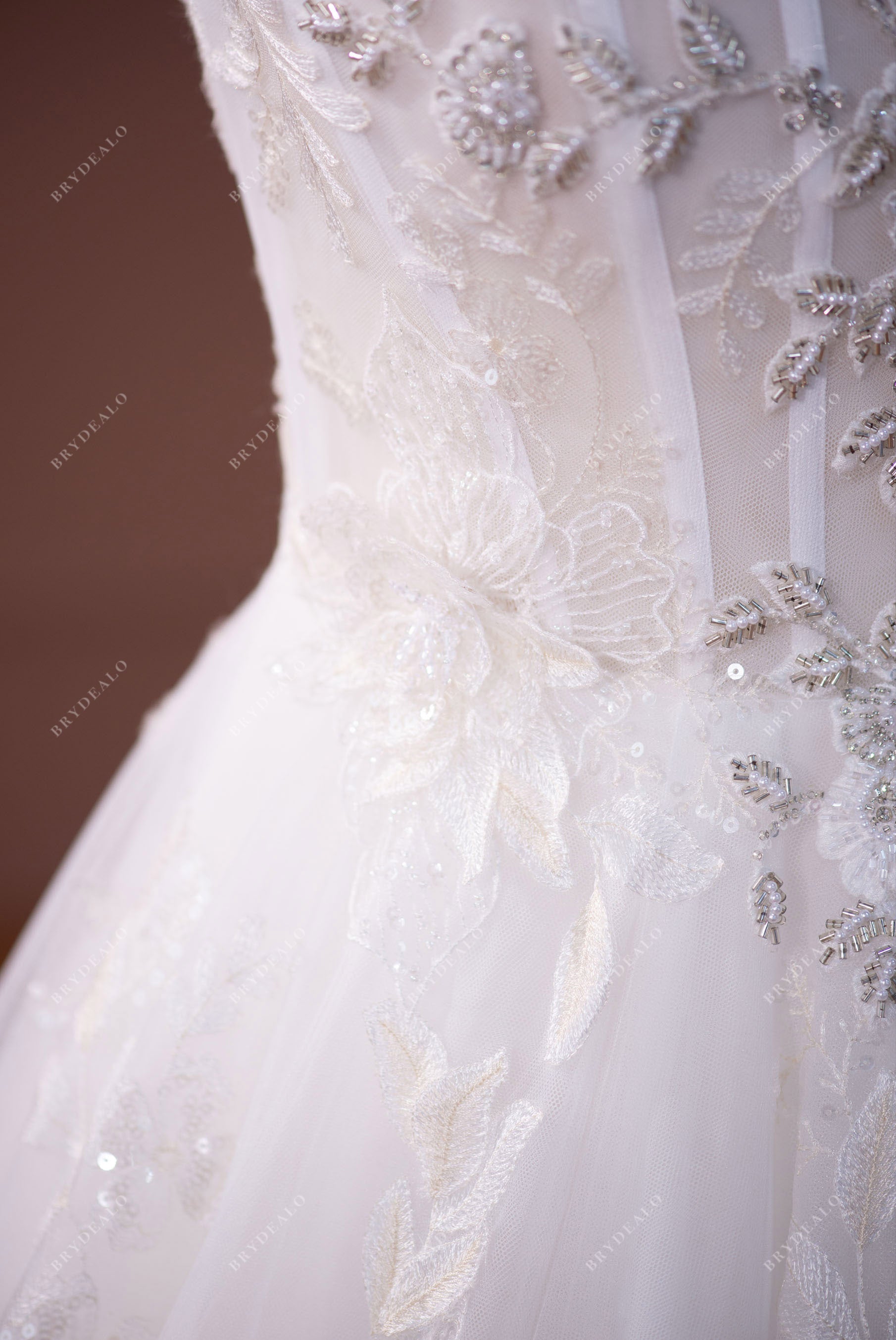 sample sale beaded straps lace bridal dress